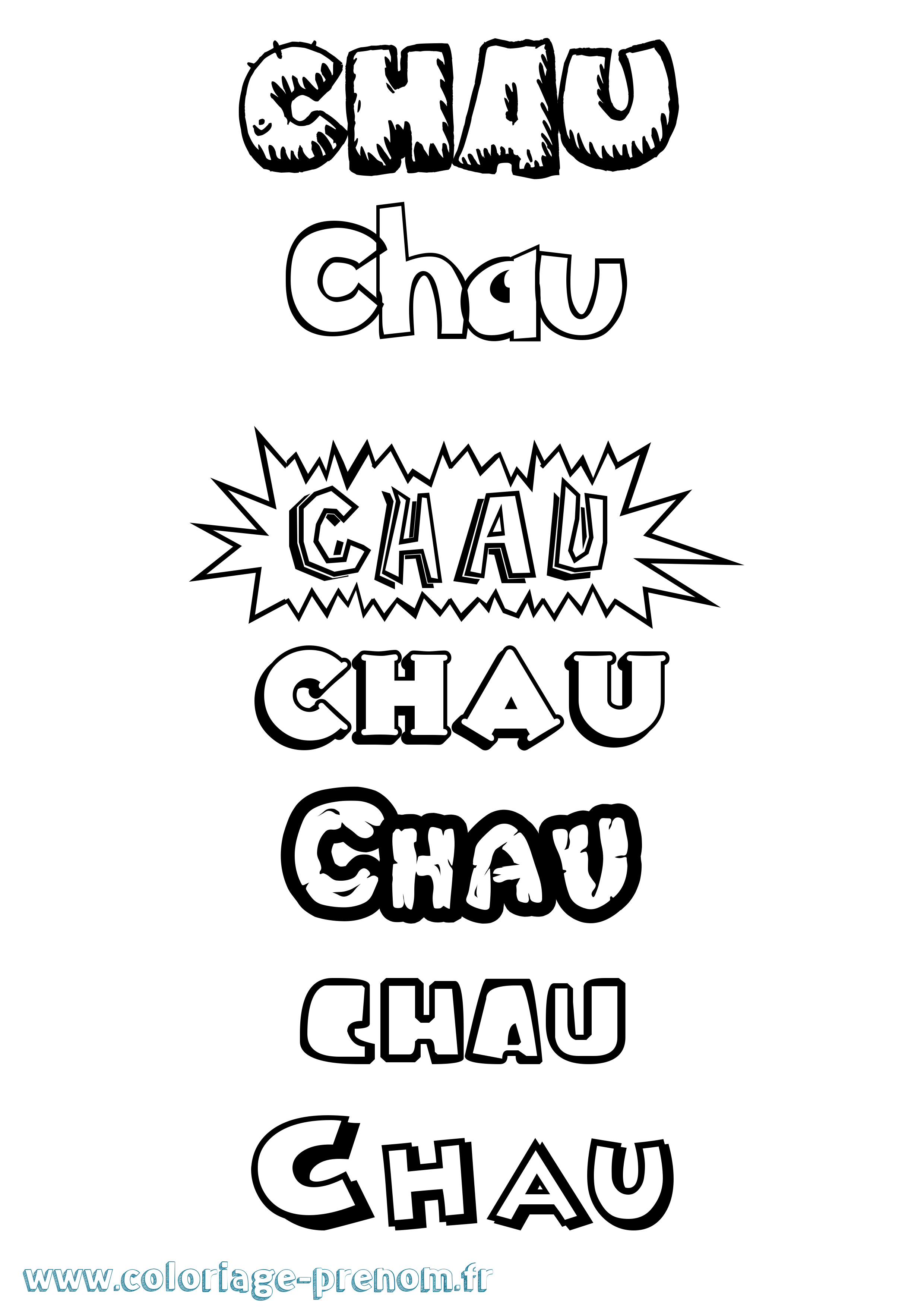 Coloriage Chau Dessin Animé Coloriage prénom Chau Dessin Animé