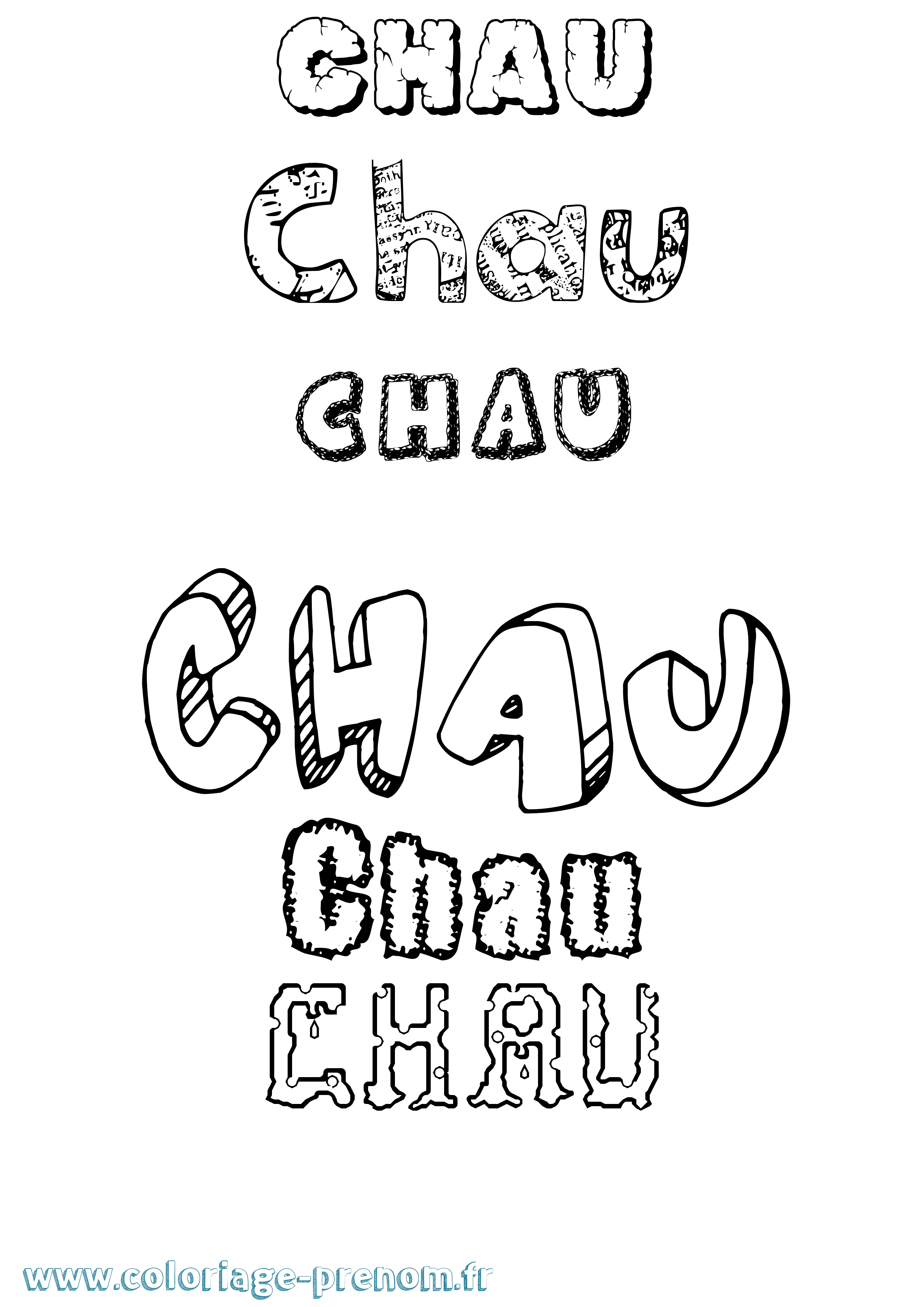 Coloriage Chau Destructuré Coloriage prénom Chau Destructuré