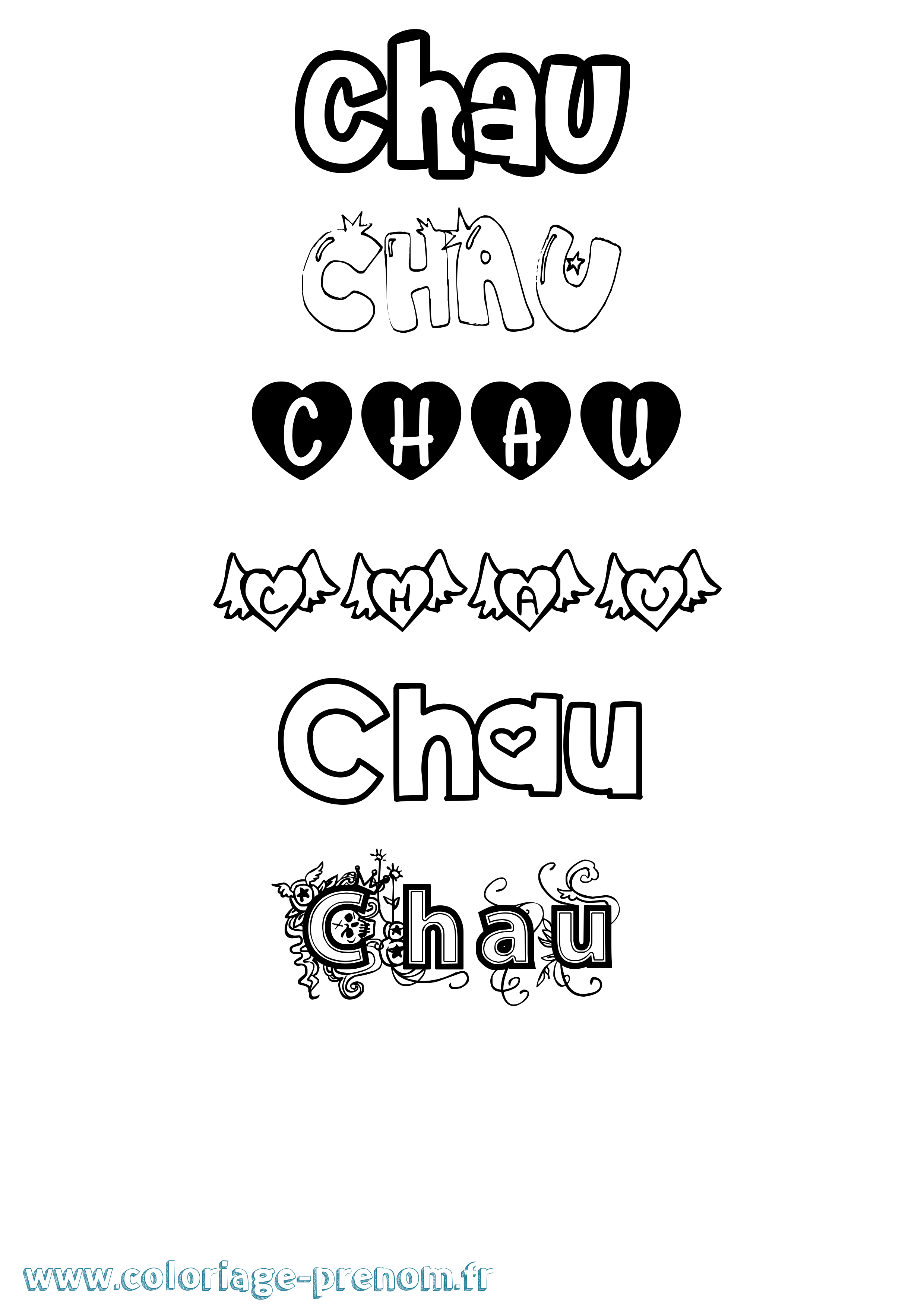 Coloriage Chau Girly Coloriage prénom Chau Girly