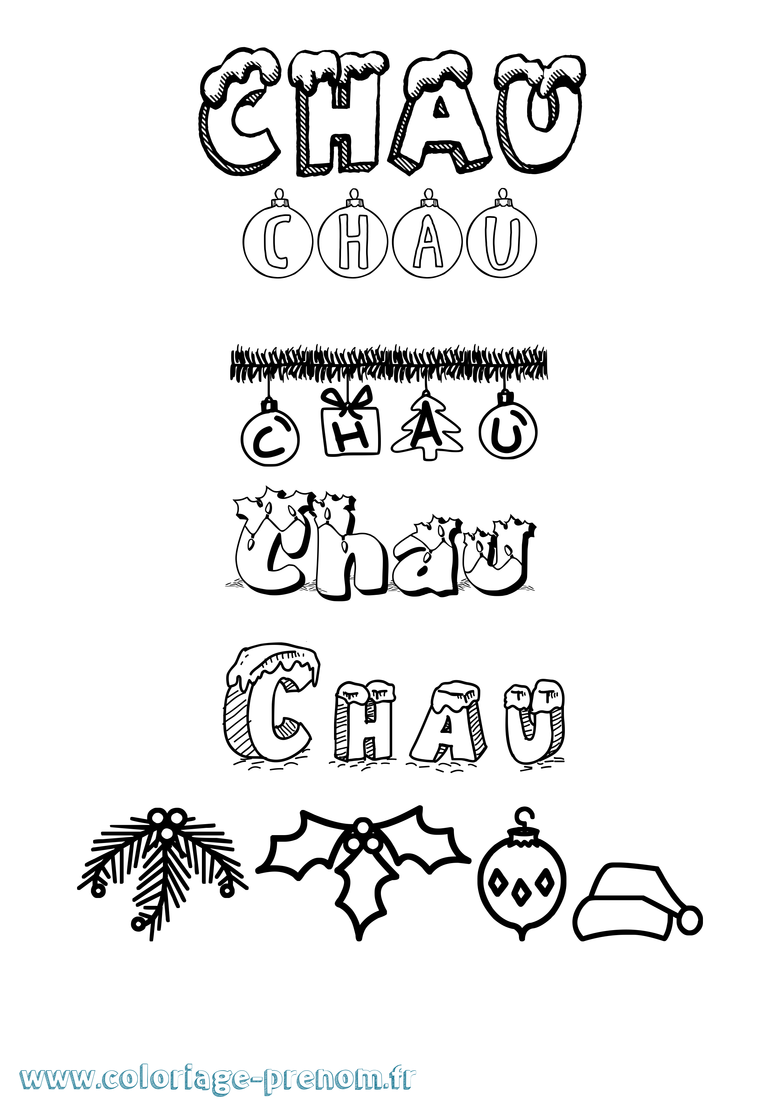 Coloriage Chau Noël Coloriage prénom Chau Noël