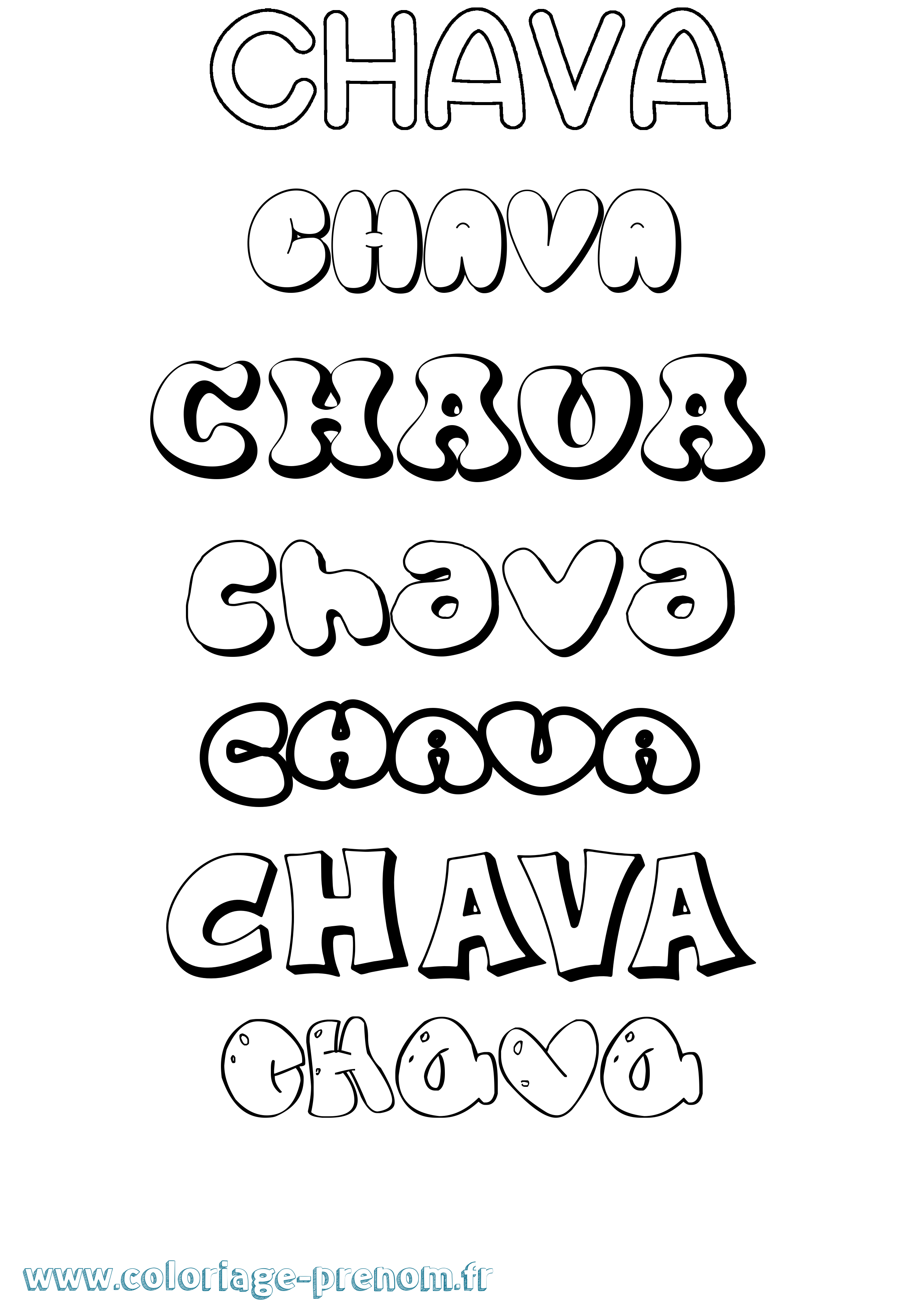 Coloriage Chava Bubble Coloriage prénom Chava Bubble