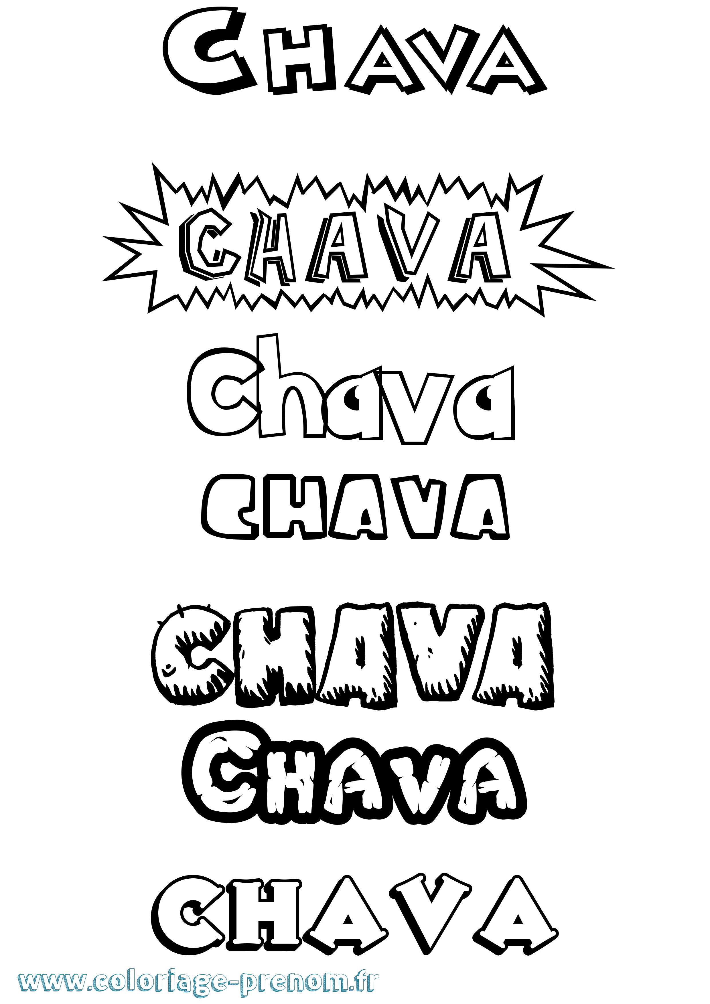 Coloriage Chava Dessin Animé Coloriage prénom Chava Dessin Animé