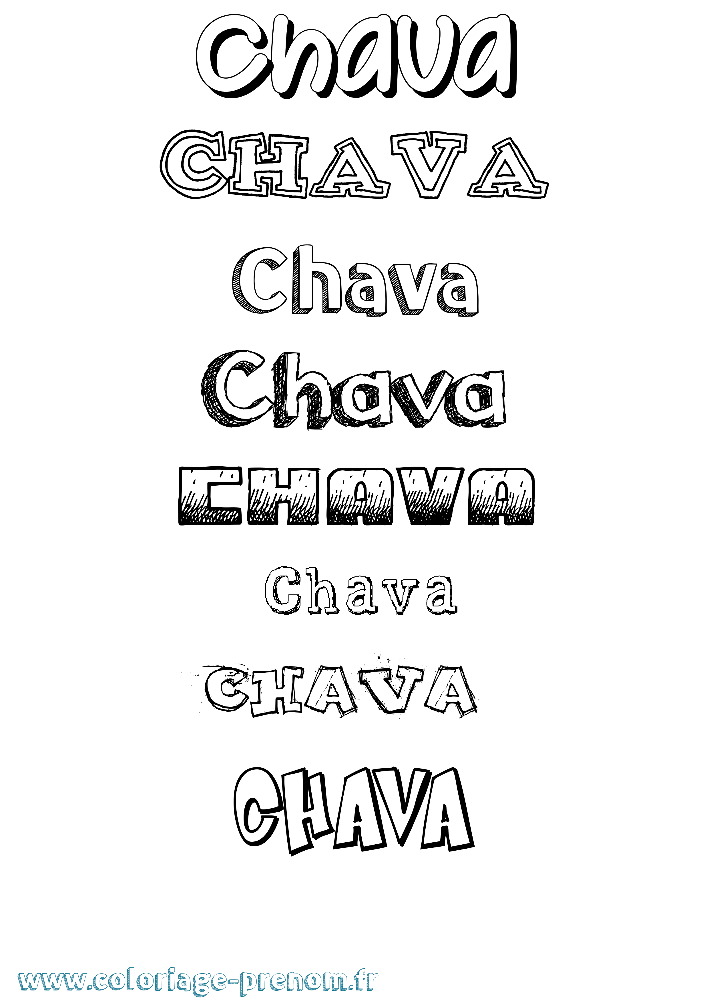 Coloriage Chava Dessiné Coloriage prénom Chava Dessiné