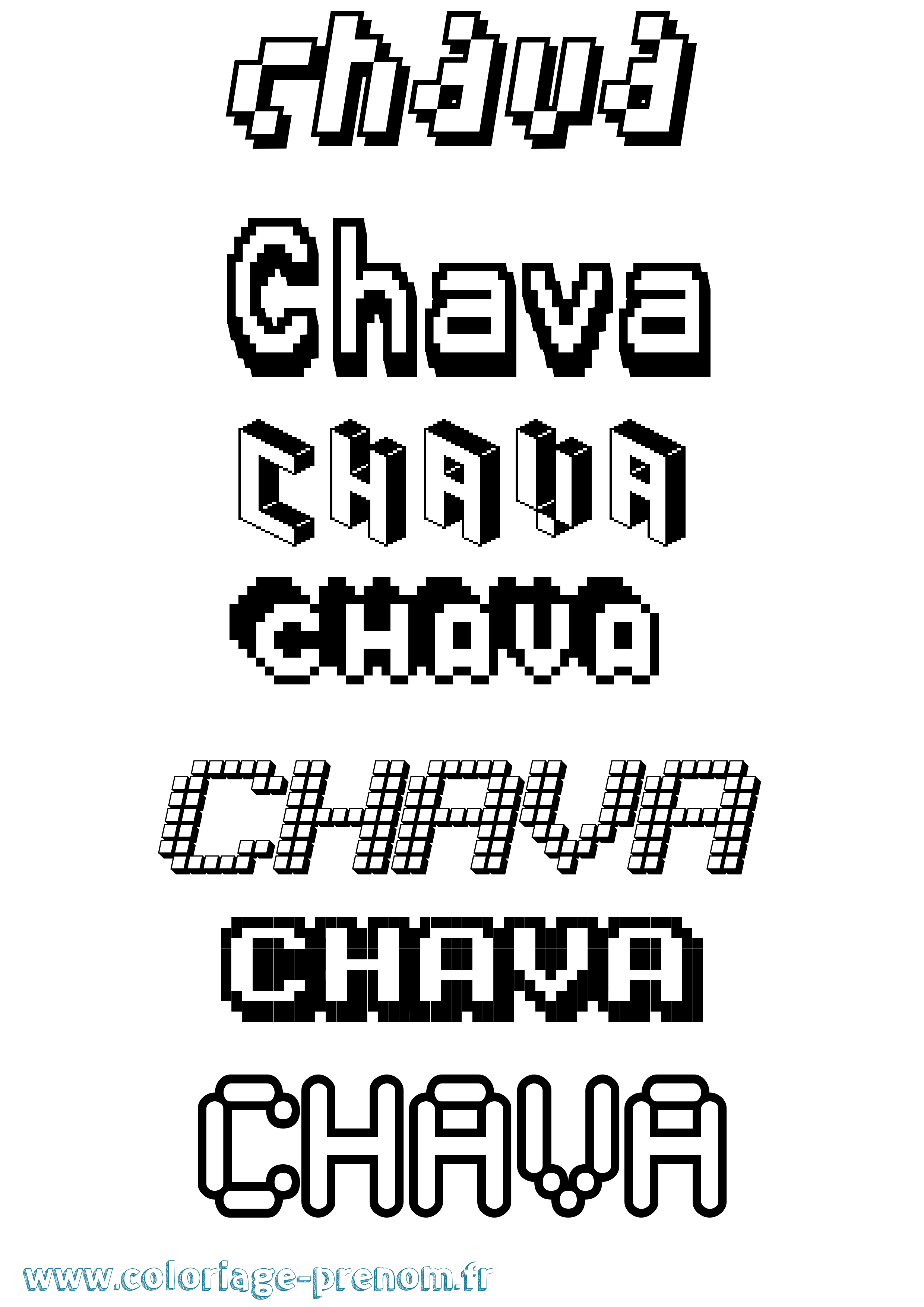 Coloriage Chava Pixel Coloriage prénom Chava Pixel