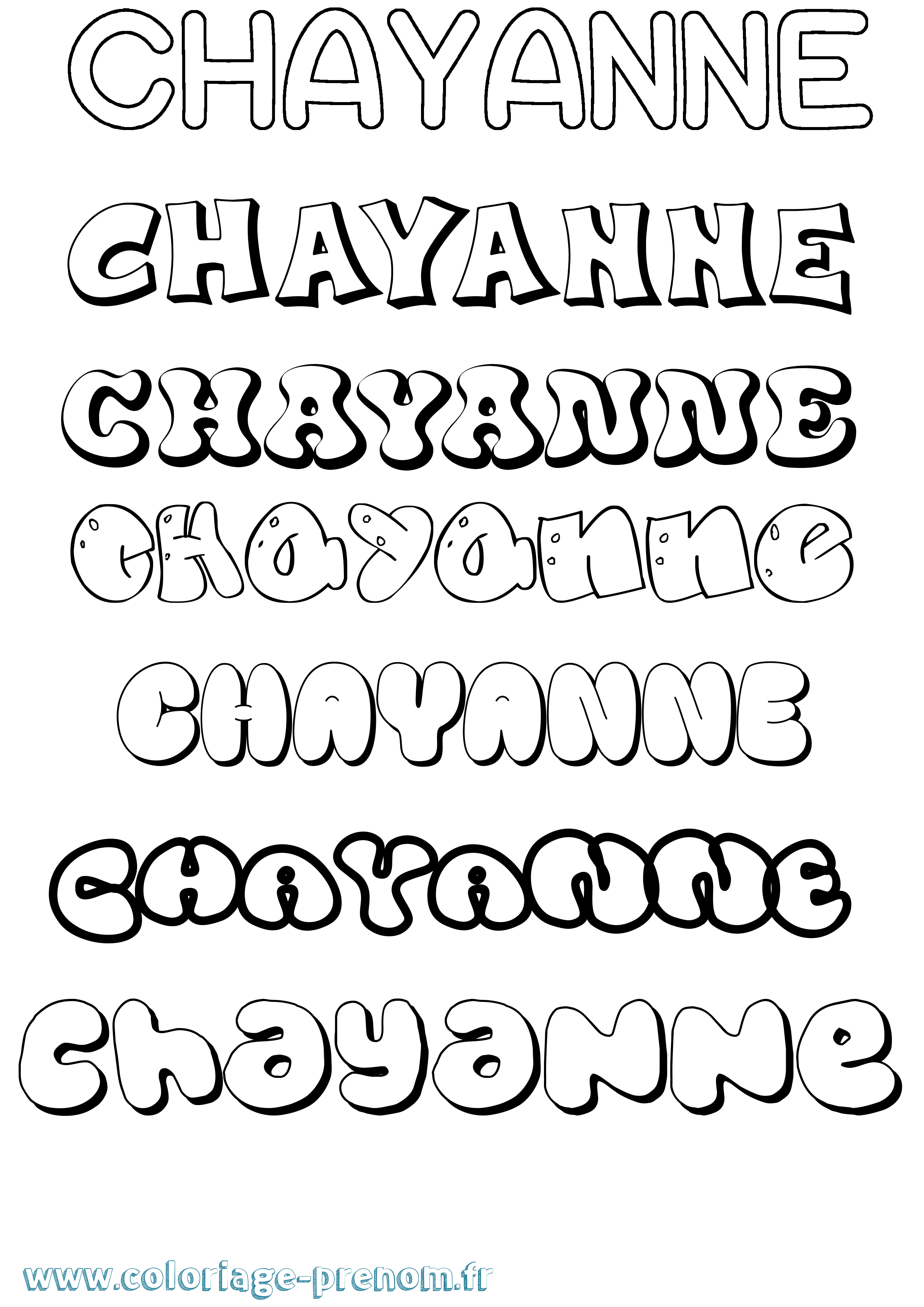 Coloriage Chayanne Bubble Coloriage prénom Chayanne Bubble