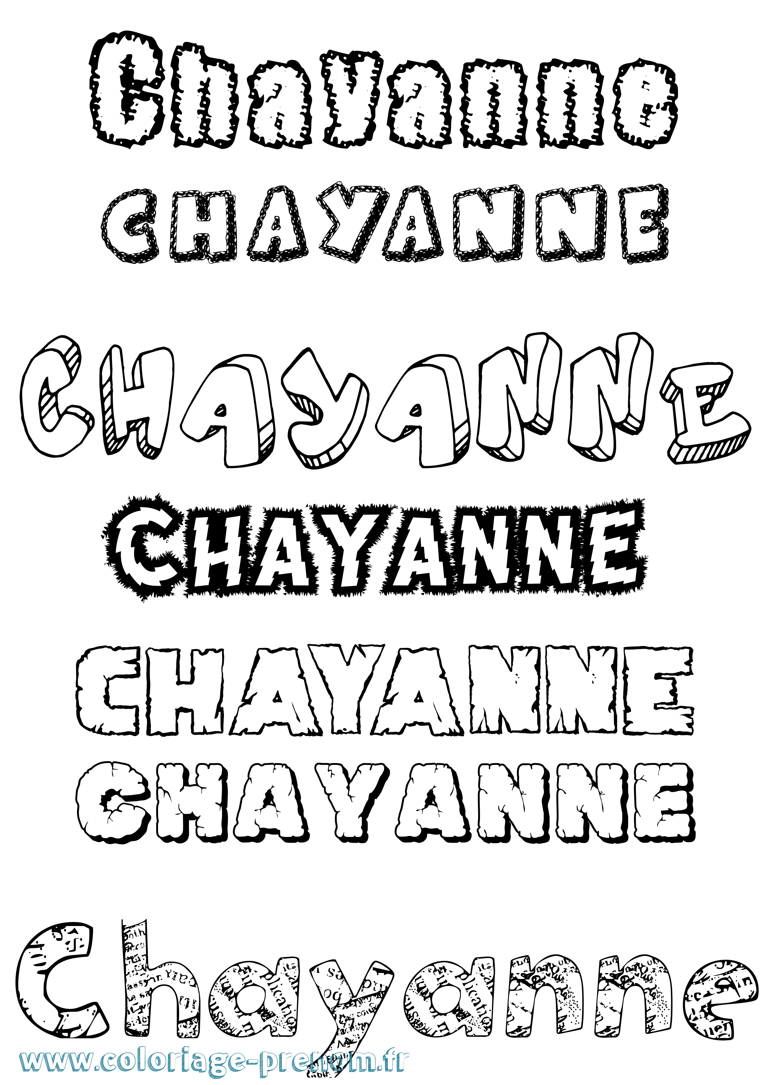 Coloriage Chayanne Destructuré Coloriage prénom Chayanne Destructuré