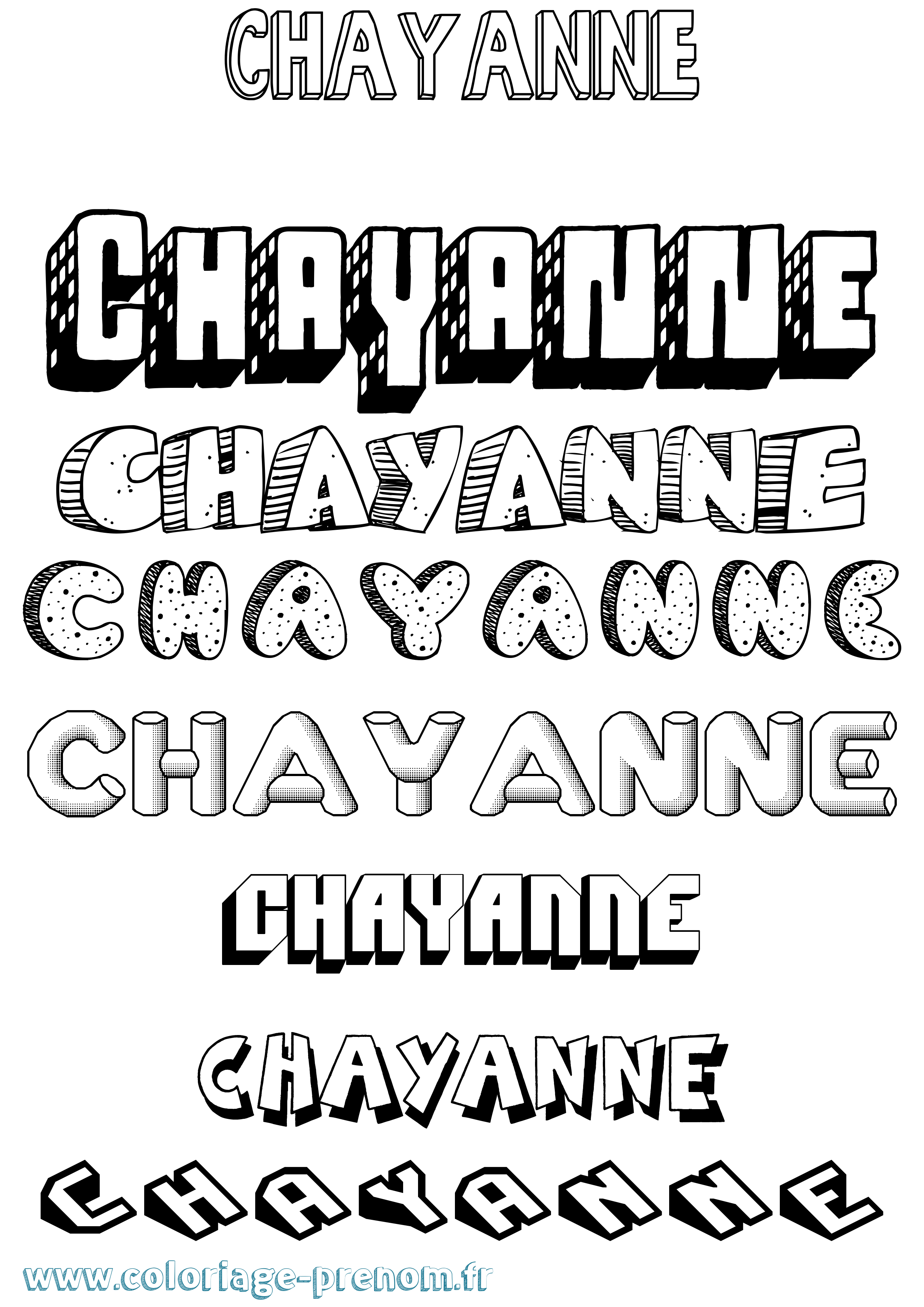 Coloriage Chayanne Effet 3D Coloriage prénom Chayanne Effet 3D