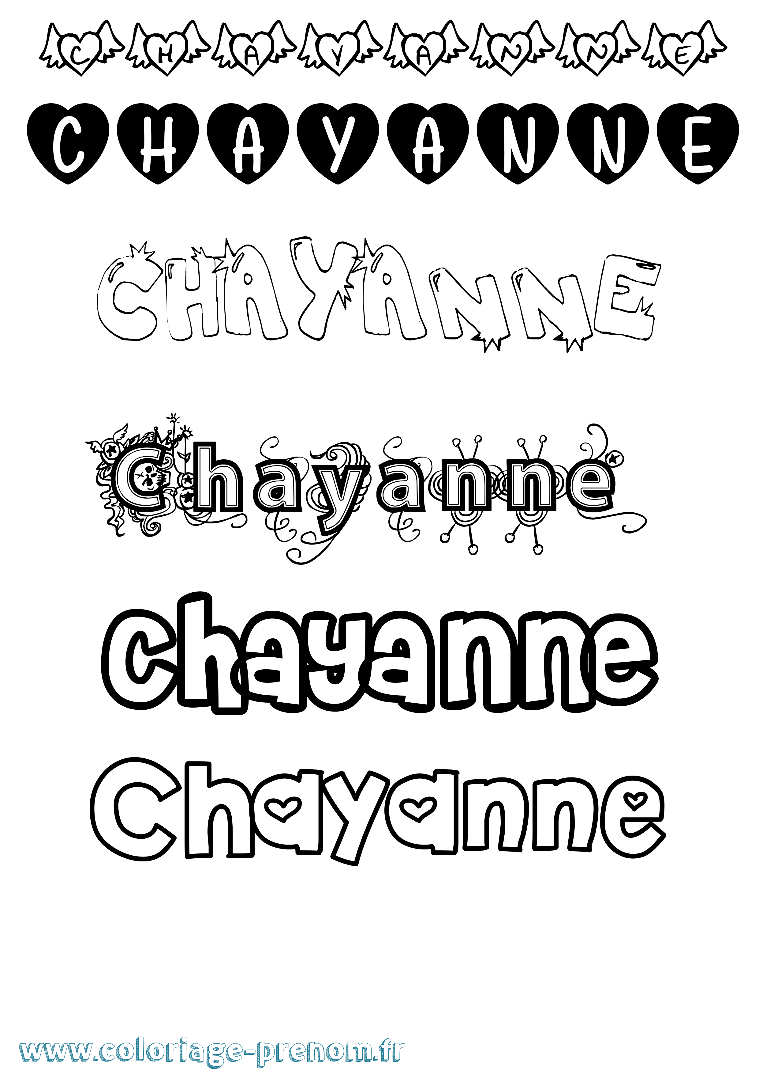 Coloriage Chayanne Girly Coloriage prénom Chayanne Girly