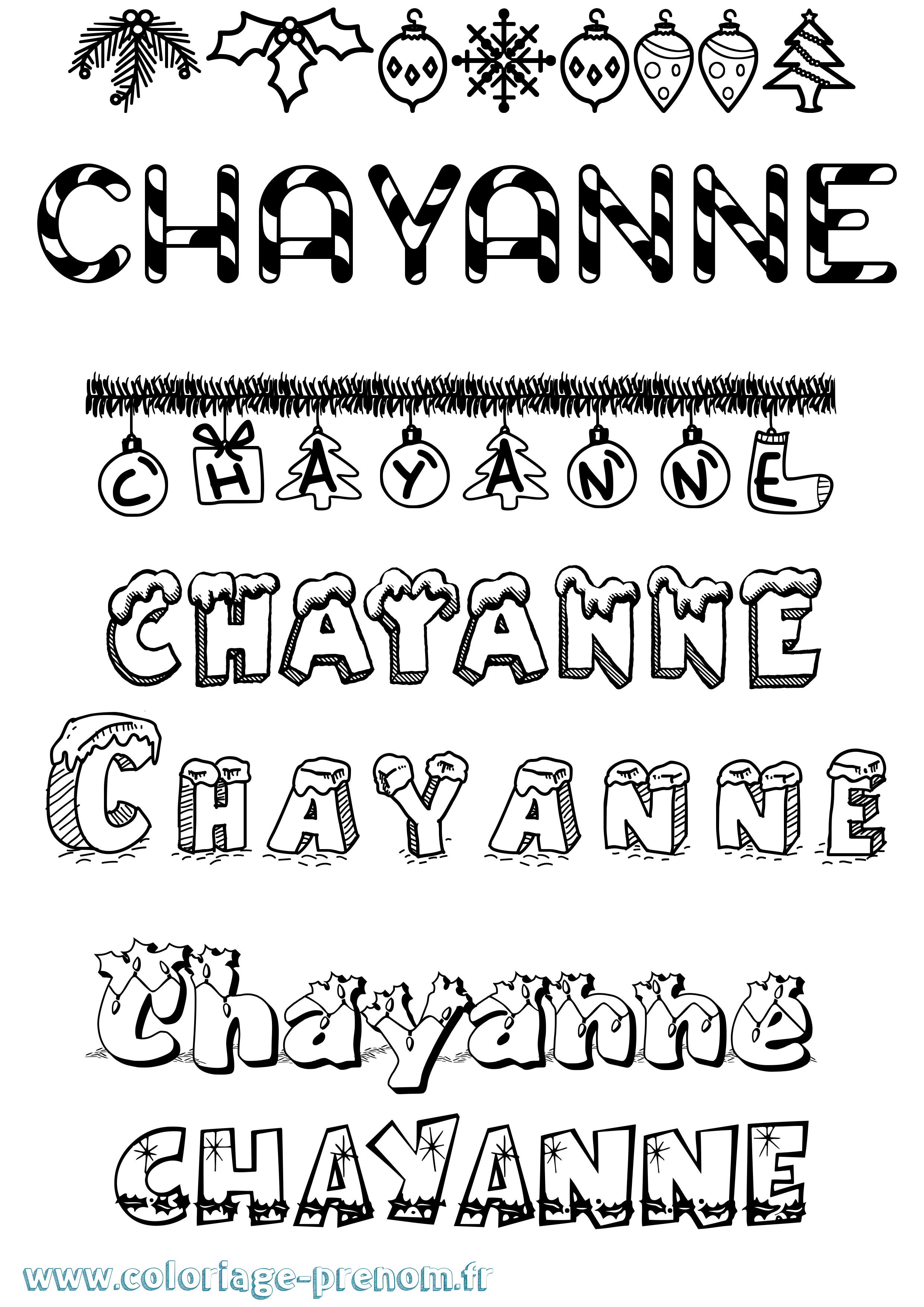 Coloriage Chayanne Noël Coloriage prénom Chayanne Noël
