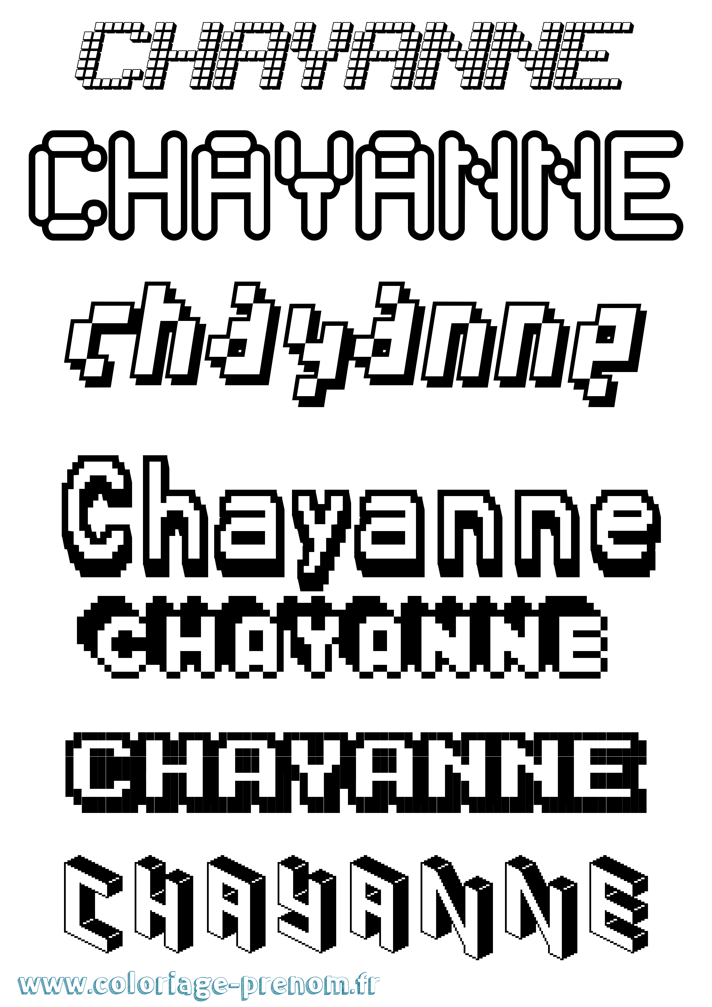 Coloriage Chayanne Pixel Coloriage prénom Chayanne Pixel