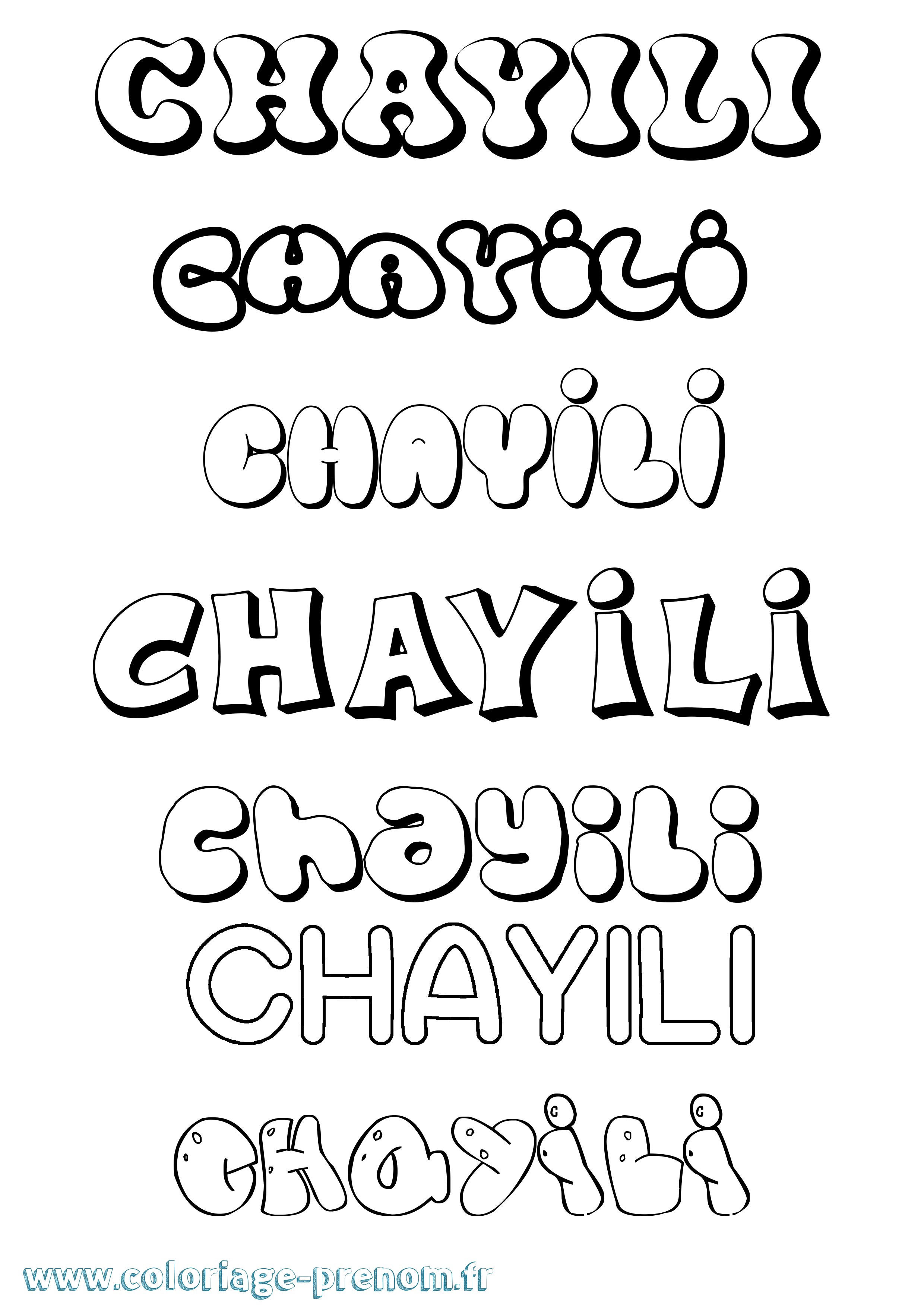 Coloriage Chayili Bubble Coloriage prénom Chayili Bubble