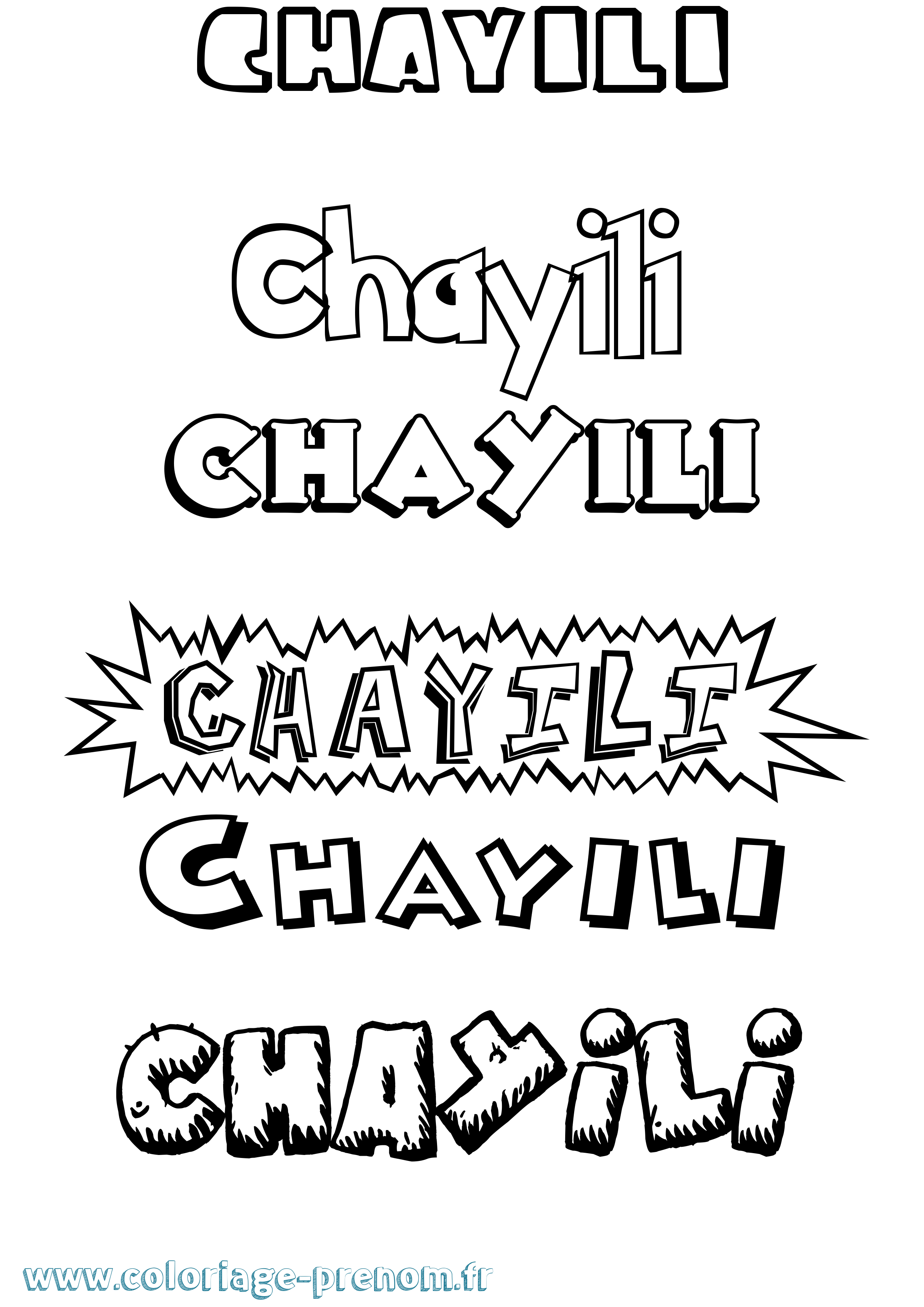 Coloriage Chayili Dessin Animé Coloriage prénom Chayili Dessin Animé