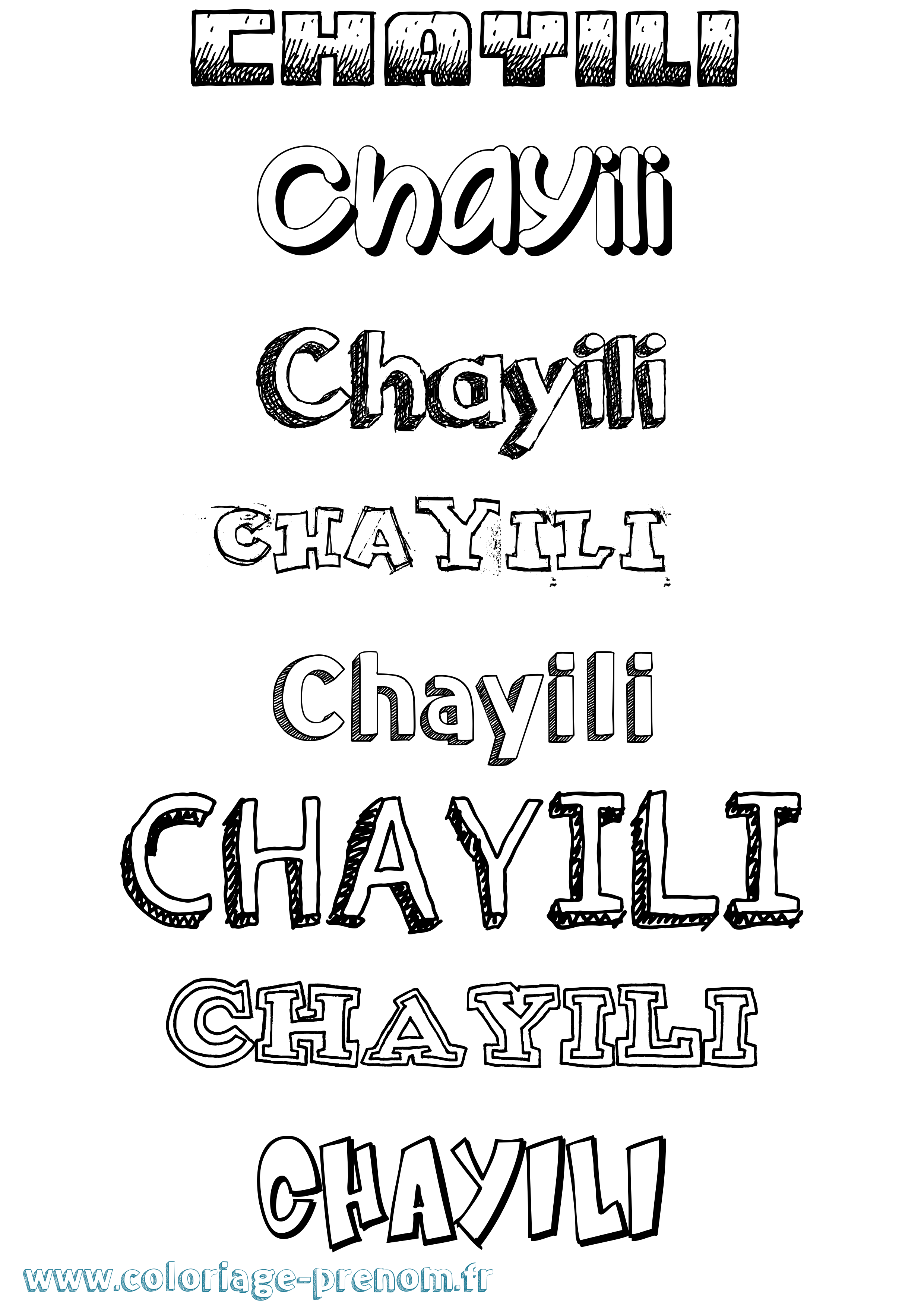 Coloriage Chayili Dessiné Coloriage prénom Chayili Dessiné