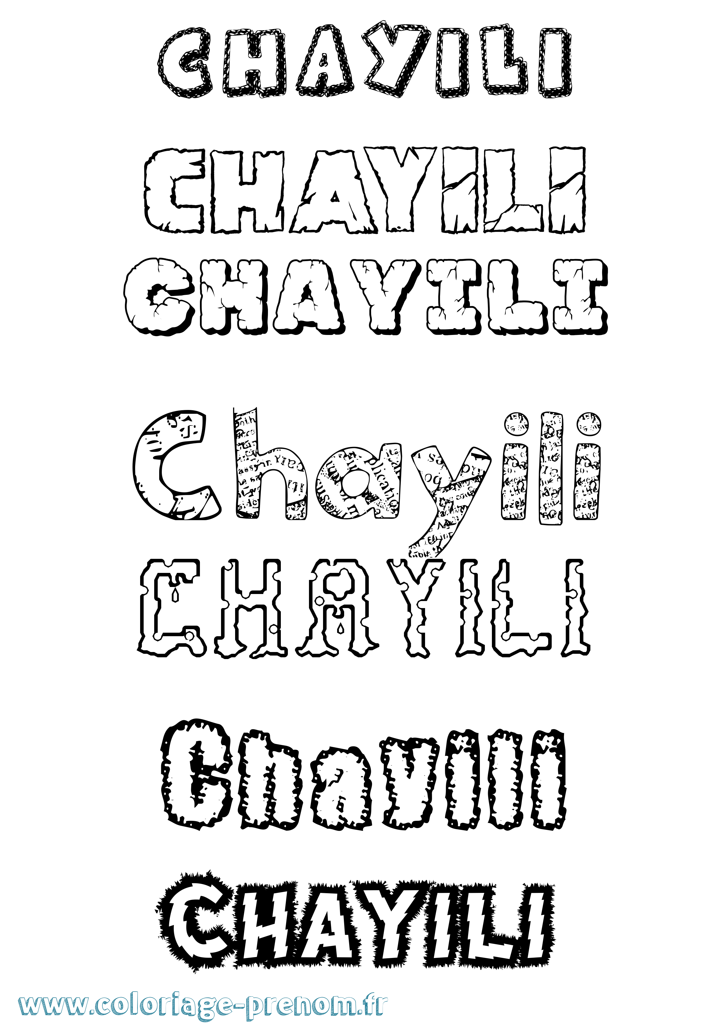 Coloriage Chayili Destructuré Coloriage prénom Chayili Destructuré