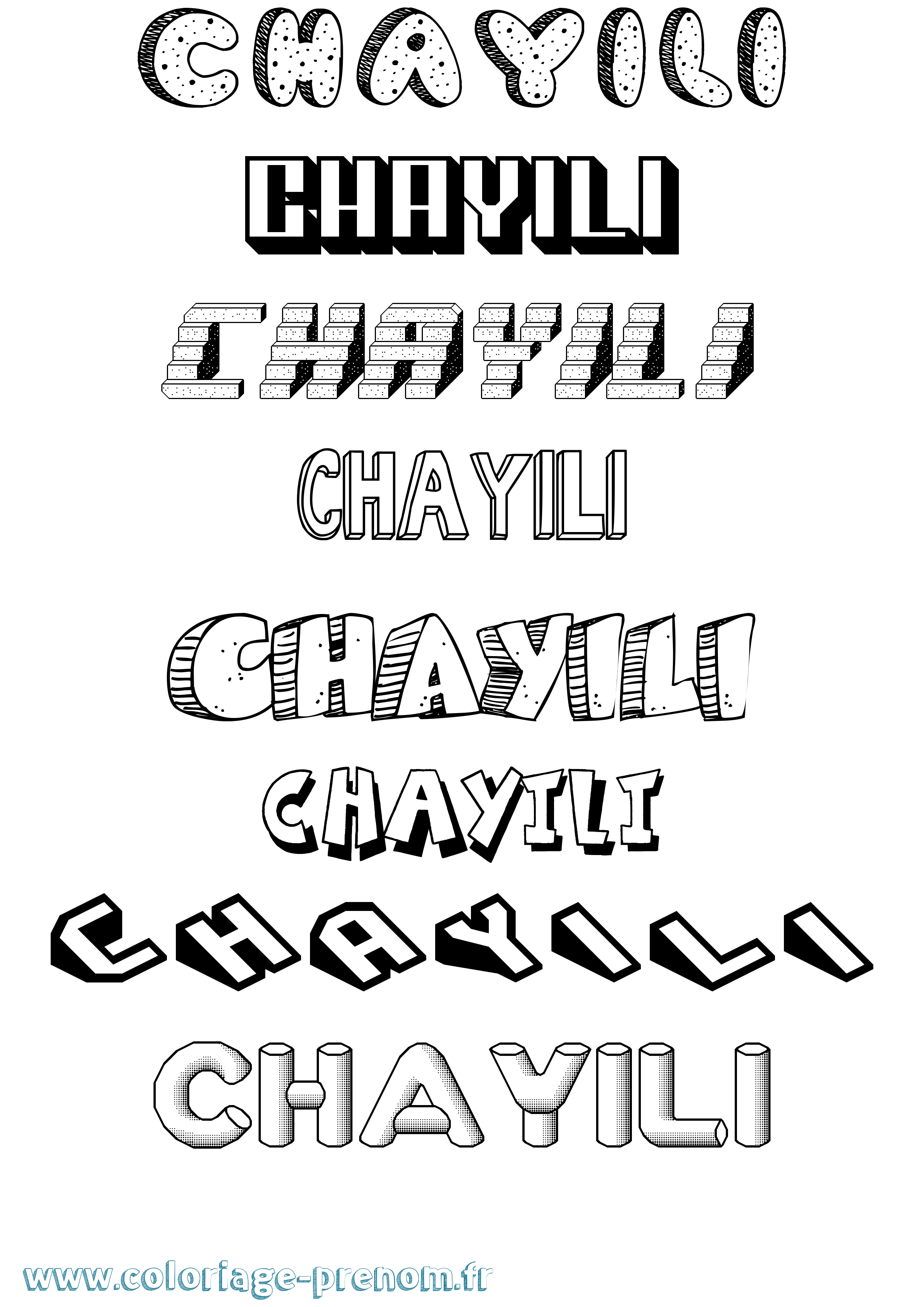 Coloriage Chayili Effet 3D Coloriage prénom Chayili Effet 3D