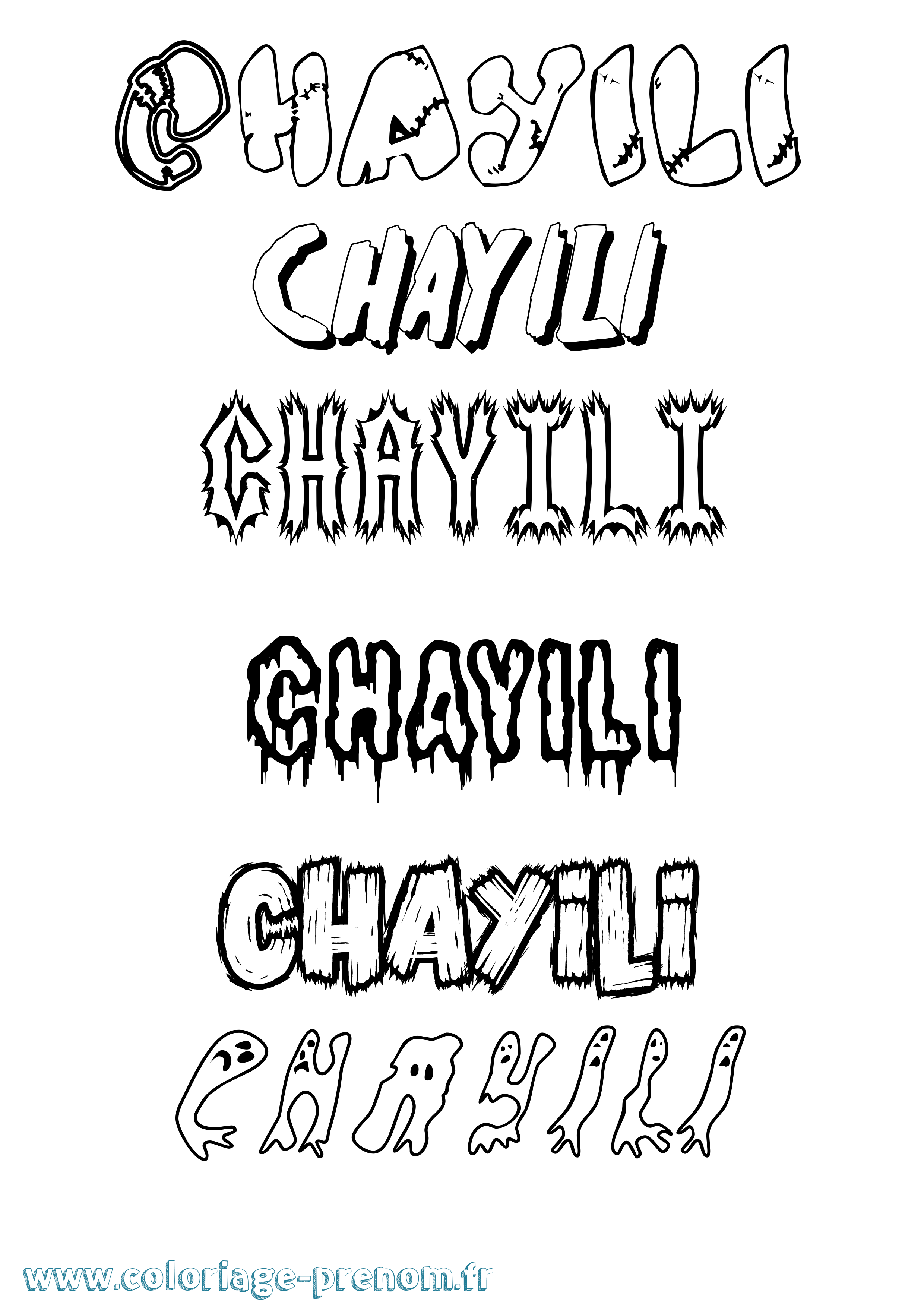 Coloriage Chayili Frisson Coloriage prénom Chayili Frisson