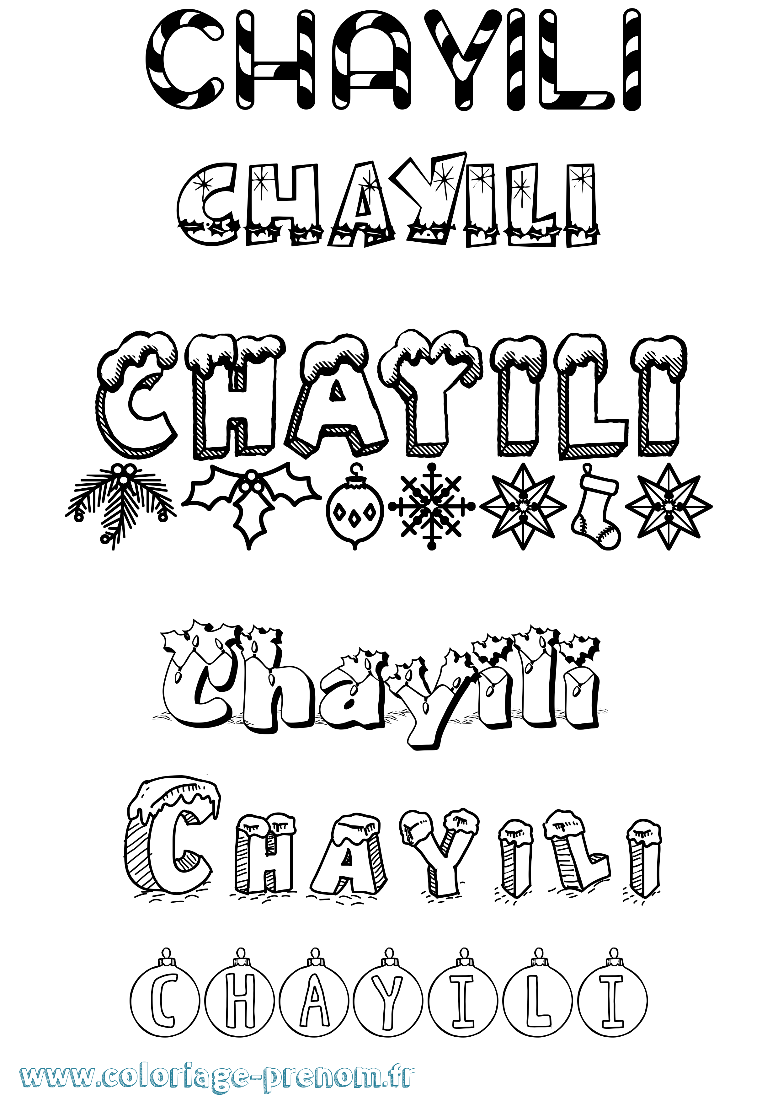 Coloriage Chayili Noël Coloriage prénom Chayili Noël