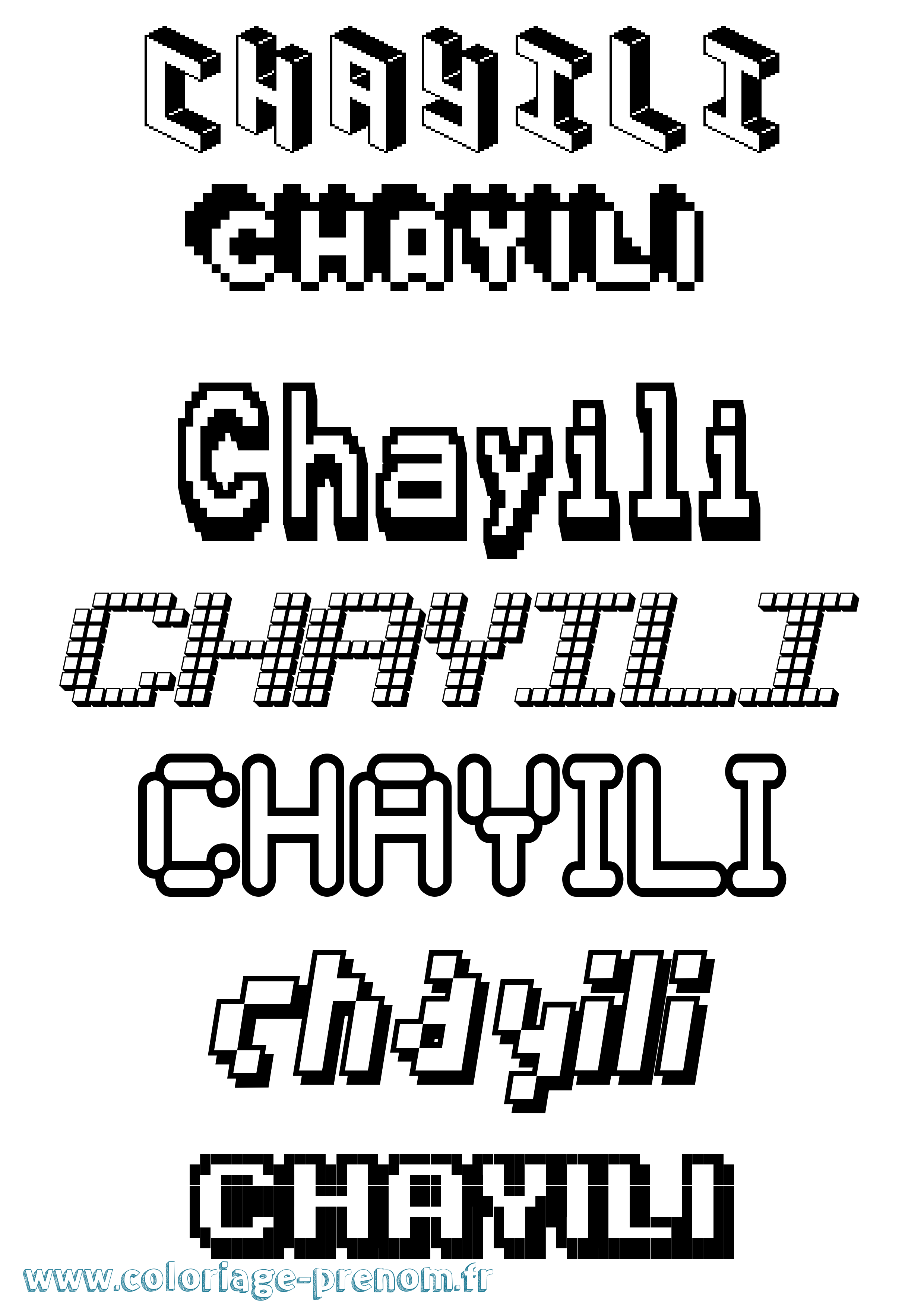 Coloriage Chayili Pixel Coloriage prénom Chayili Pixel