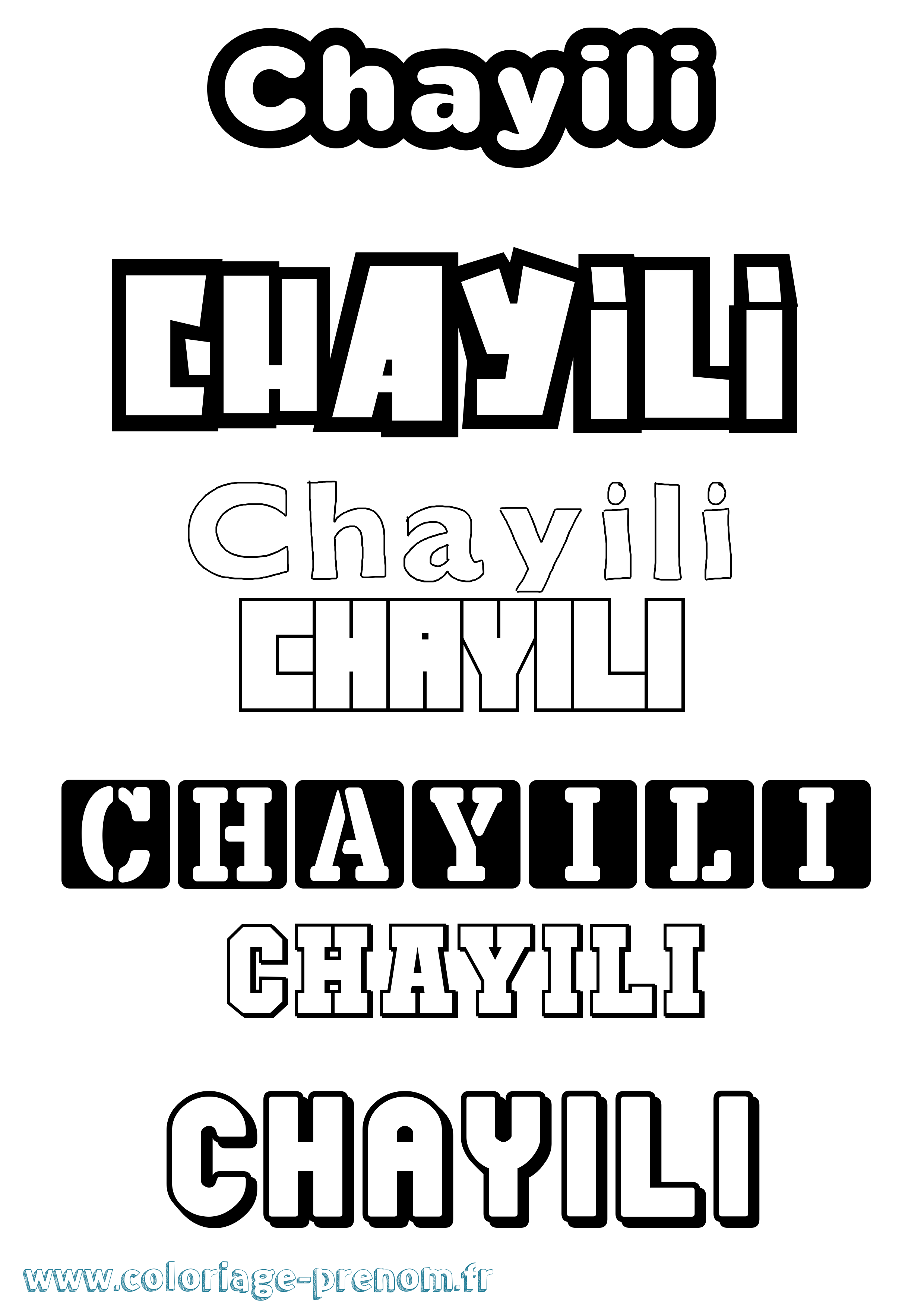 Coloriage Chayili Simple Coloriage prénom Chayili Simple