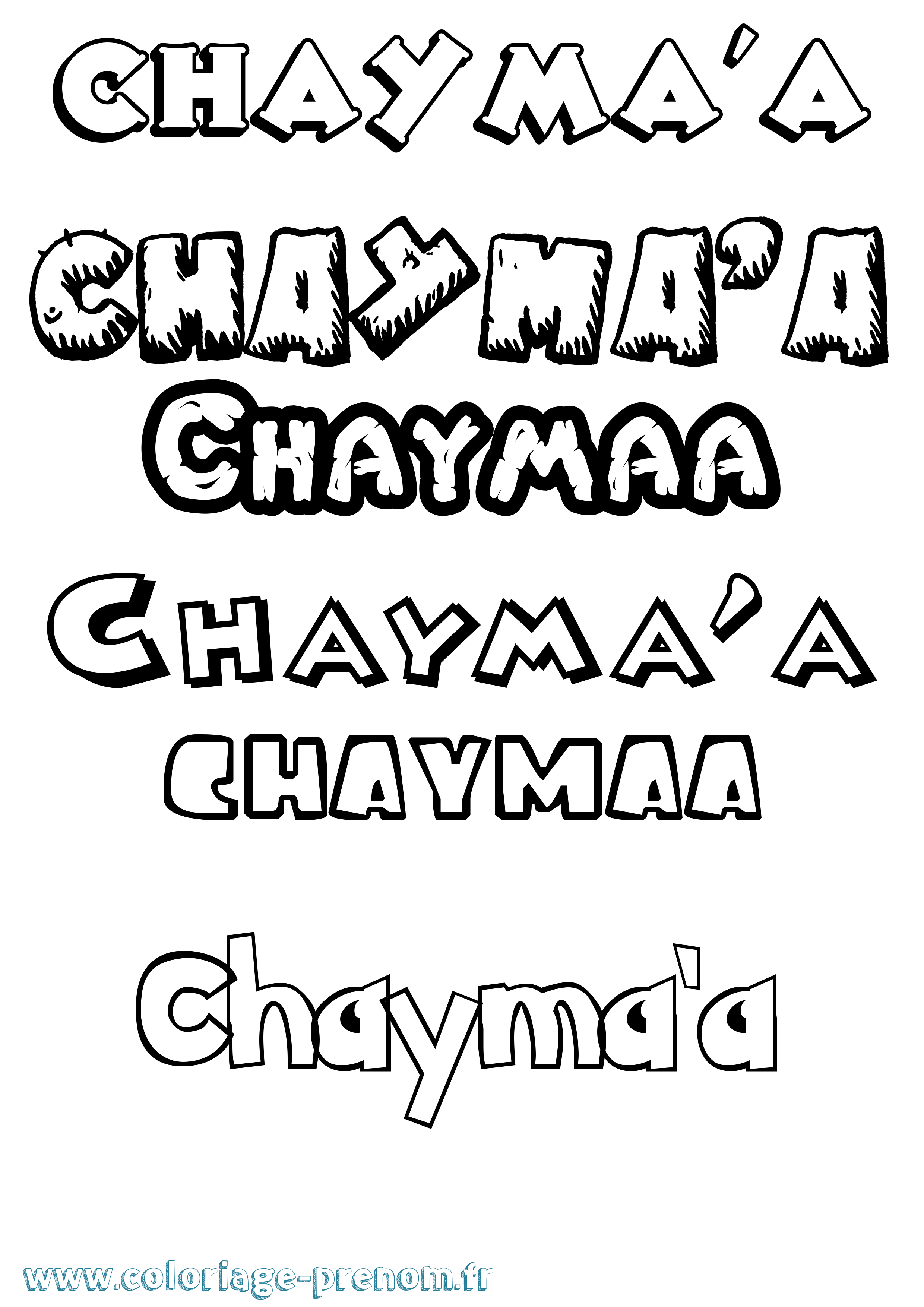 Coloriage Chayma'A Dessin Animé Coloriage prénom Chayma'A Dessin Animé