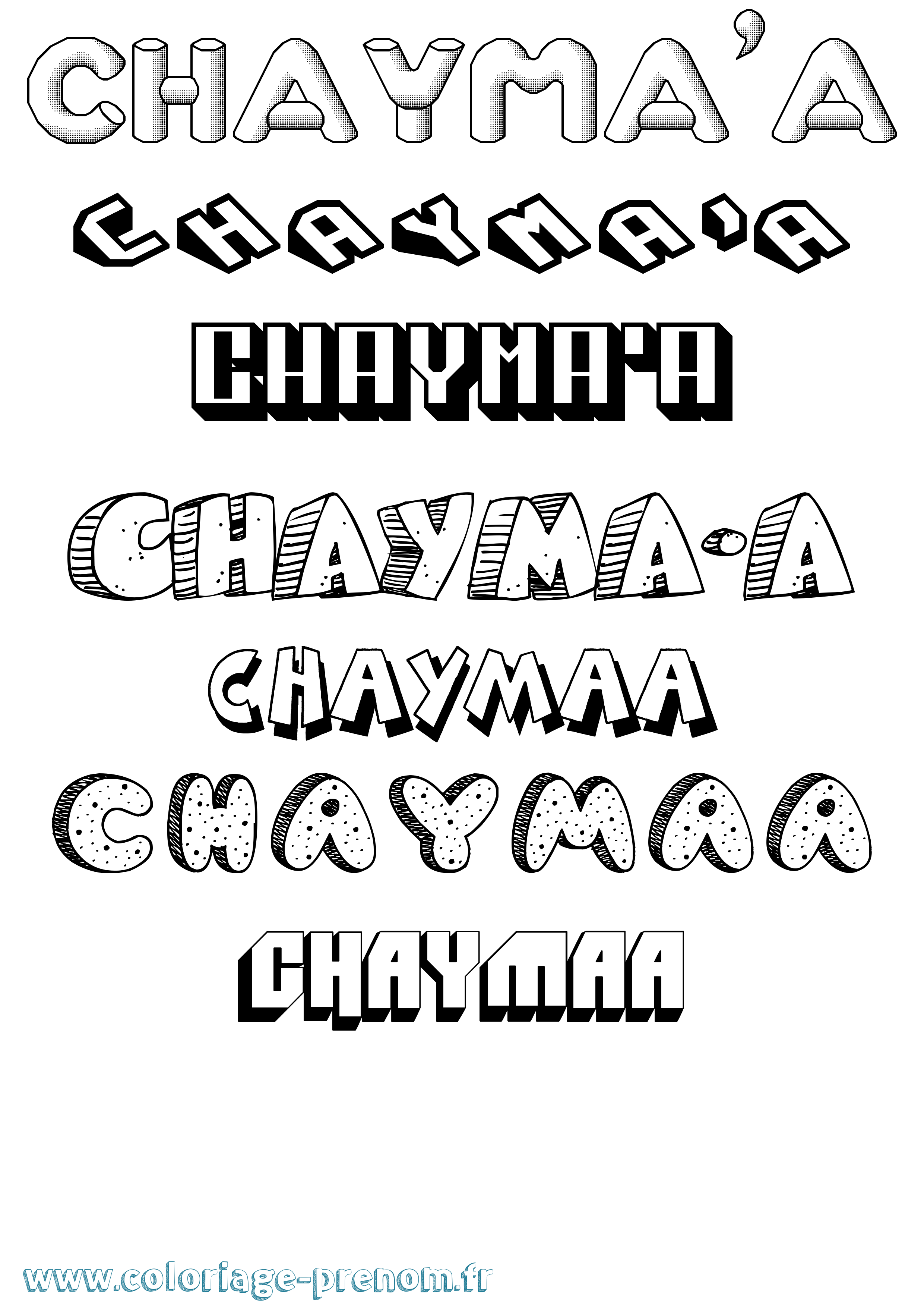 Coloriage Chayma'A Effet 3D Coloriage prénom Chayma'A Effet 3D