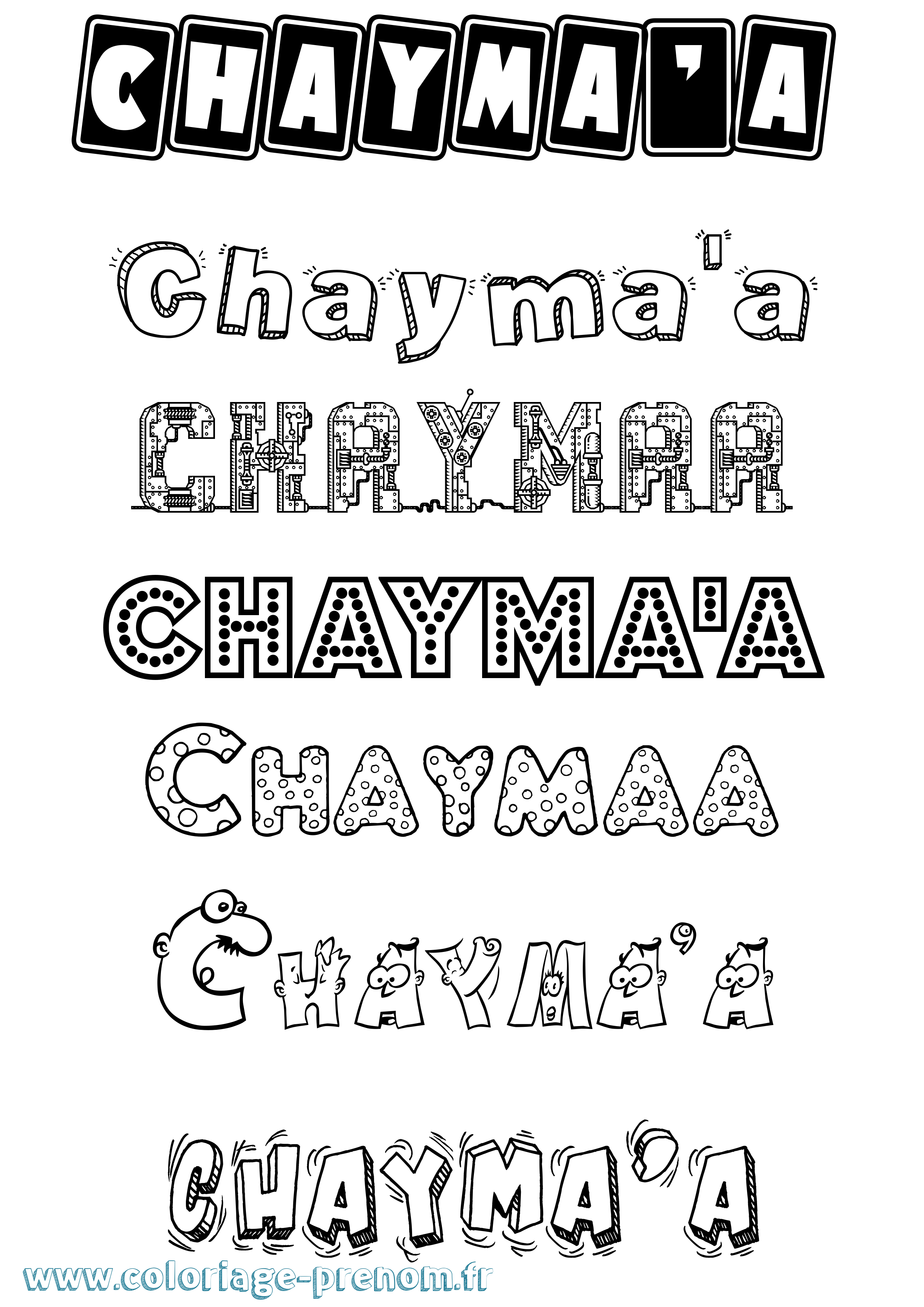 Coloriage Chayma'A Fun Coloriage prénom Chayma'A Fun