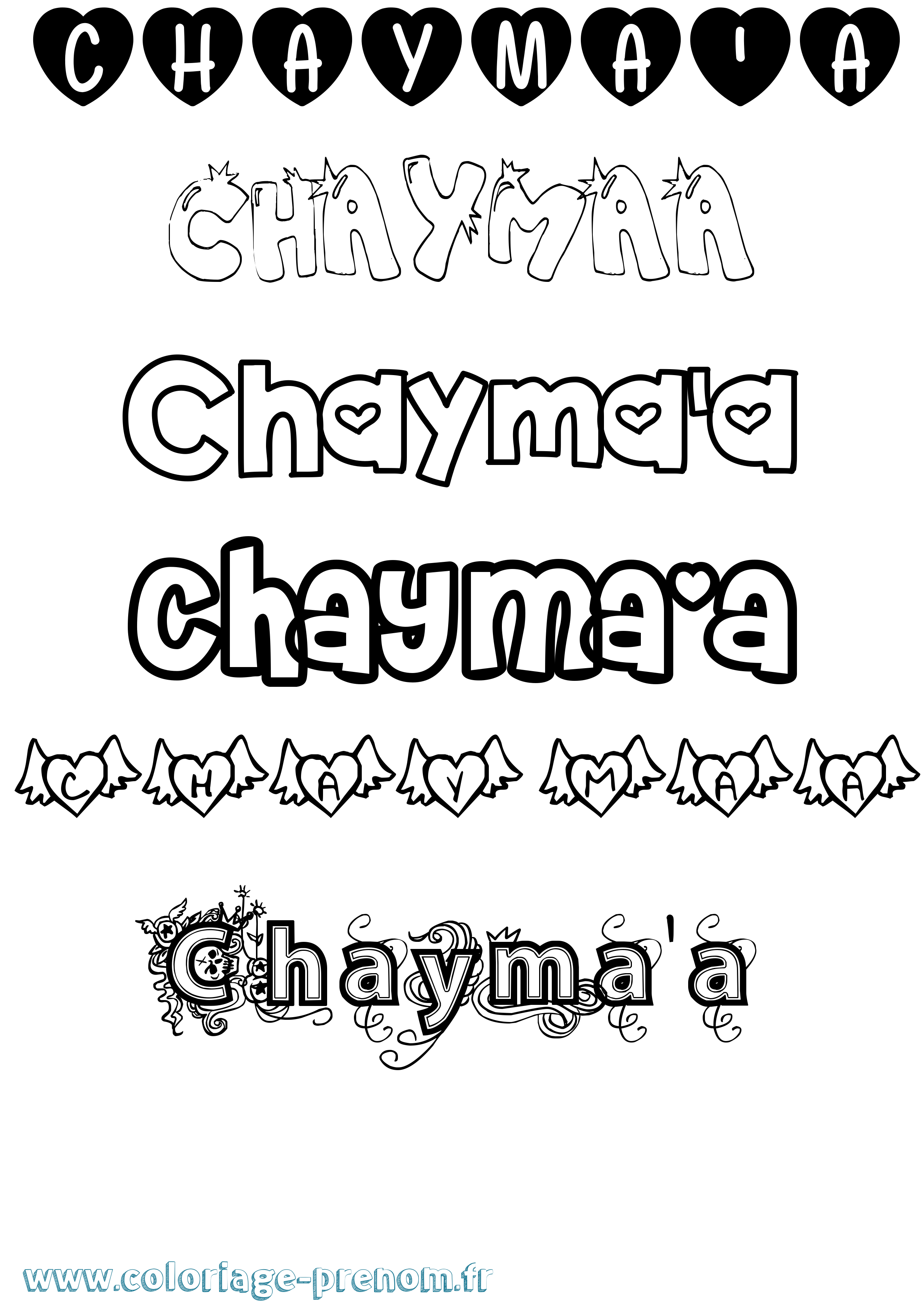 Coloriage Chayma'A Girly Coloriage prénom Chayma'A Girly