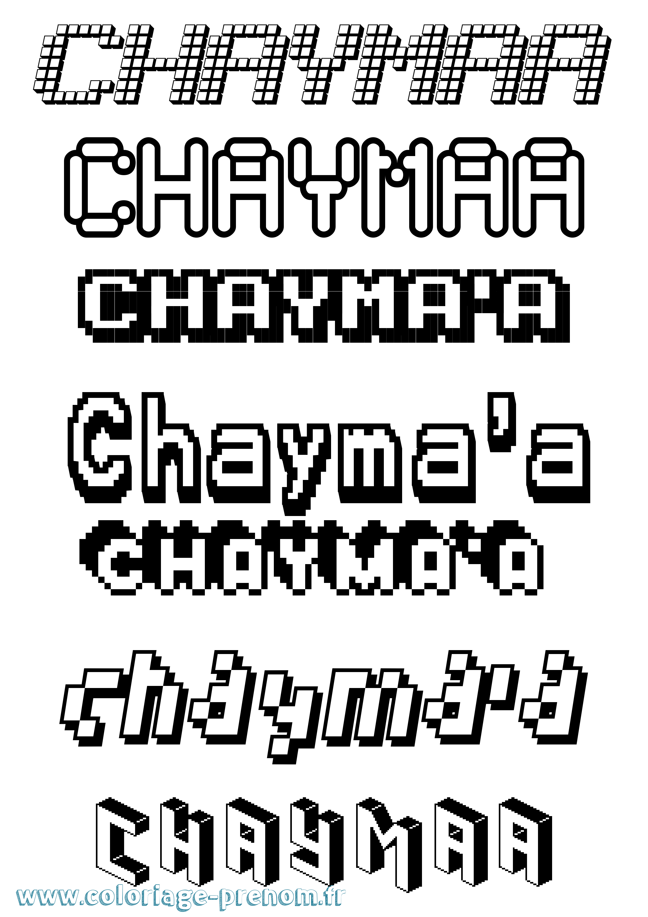 Coloriage Chayma'A Pixel Coloriage prénom Chayma'A Pixel
