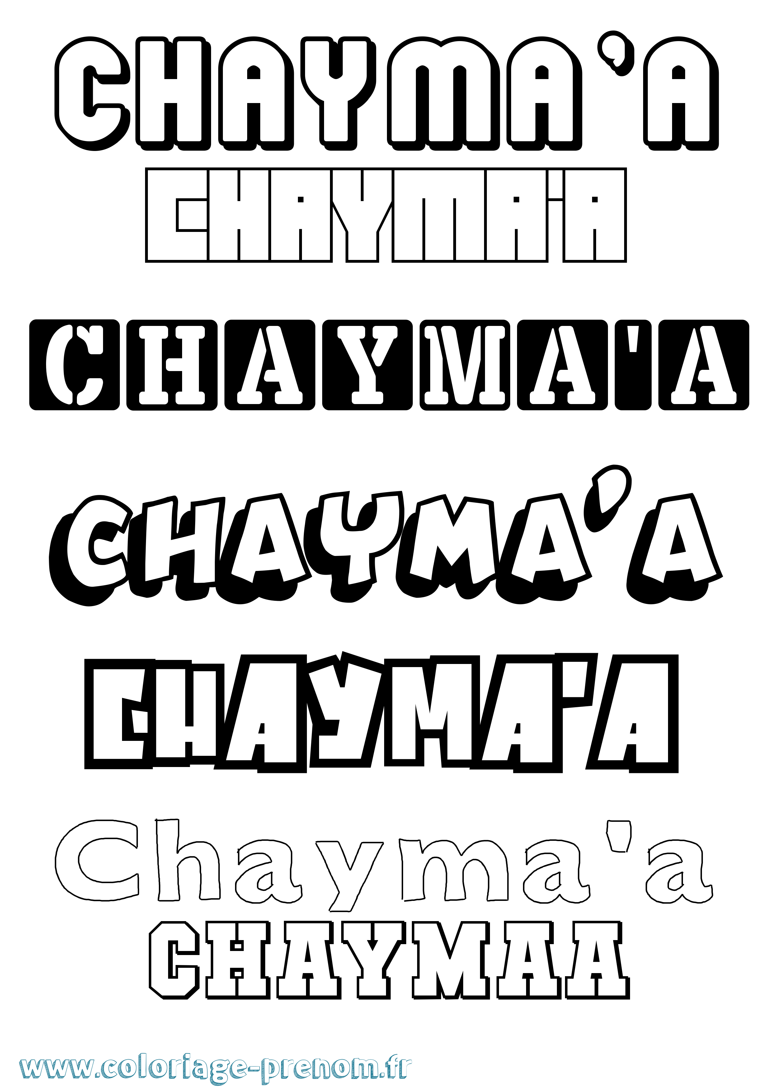 Coloriage Chayma'A Simple Coloriage prénom Chayma'A Simple