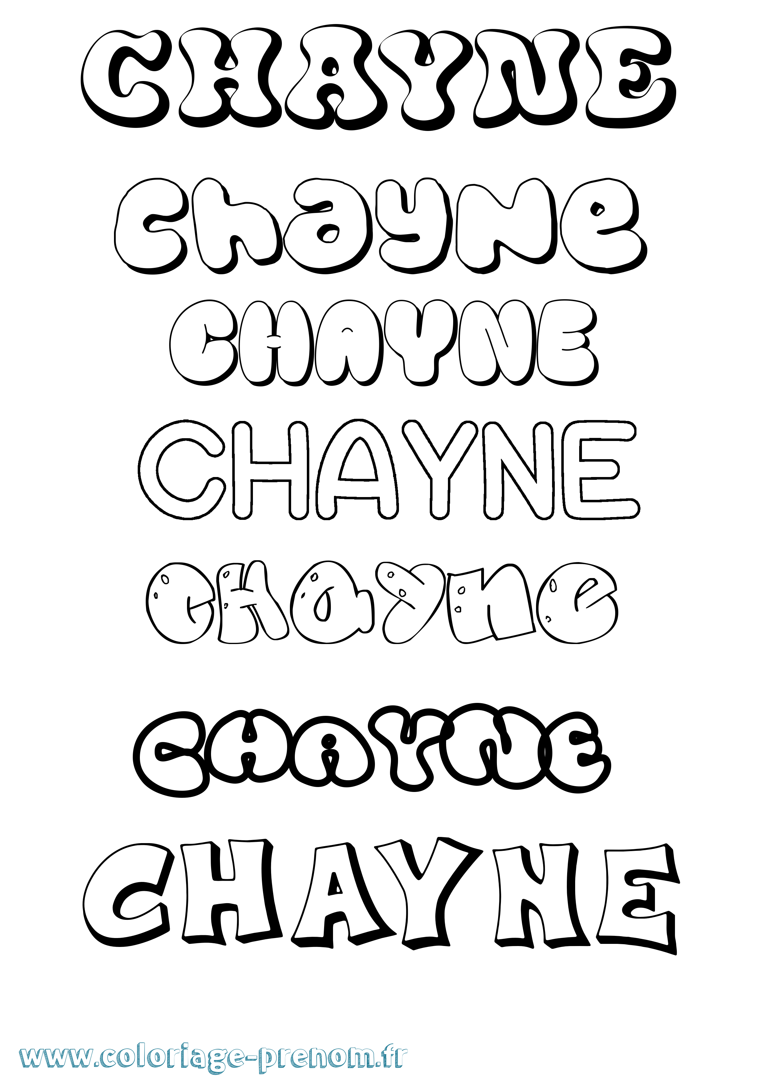 Coloriage Chayne Bubble Coloriage prénom Chayne Bubble