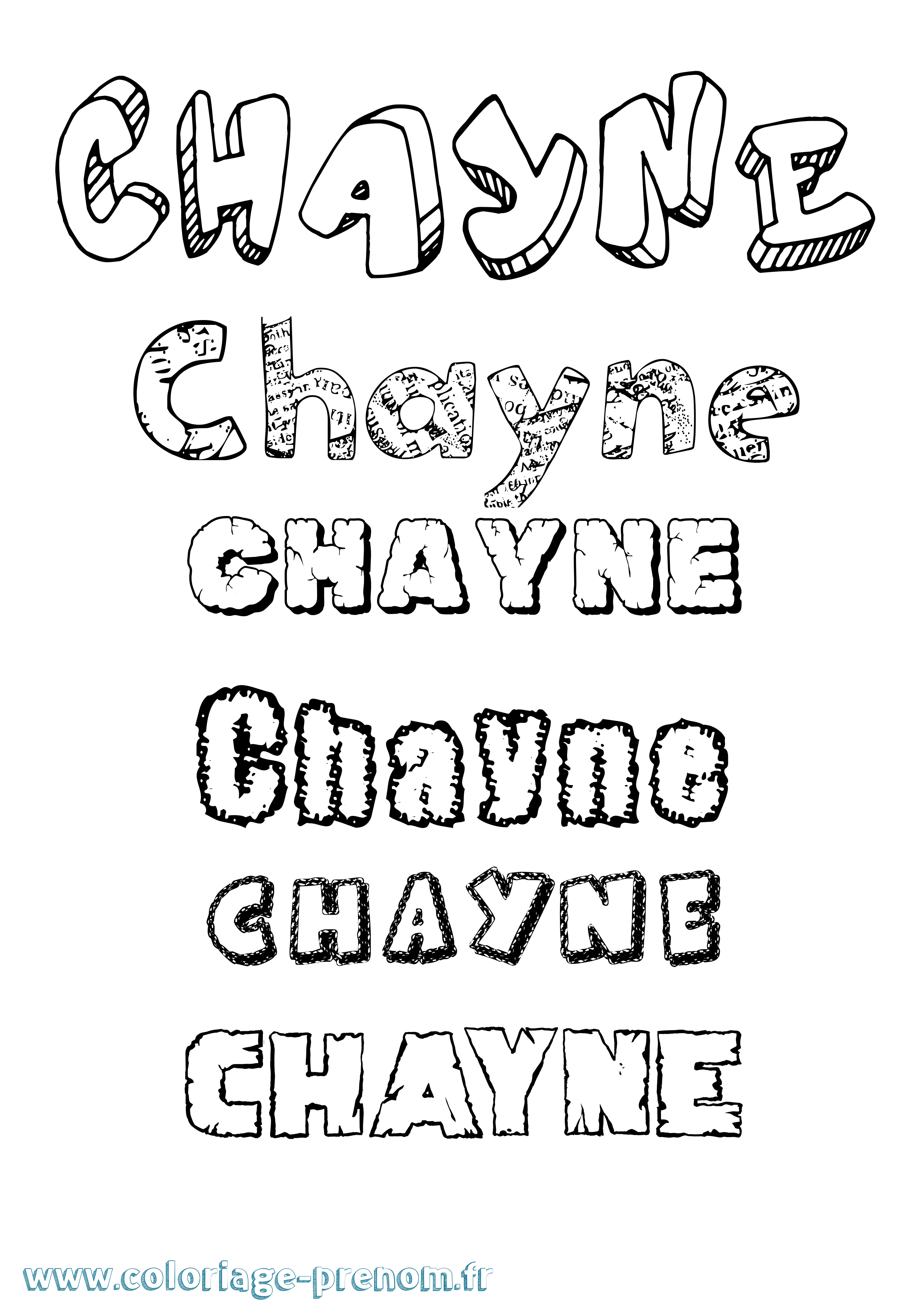 Coloriage Chayne Destructuré Coloriage prénom Chayne Destructuré