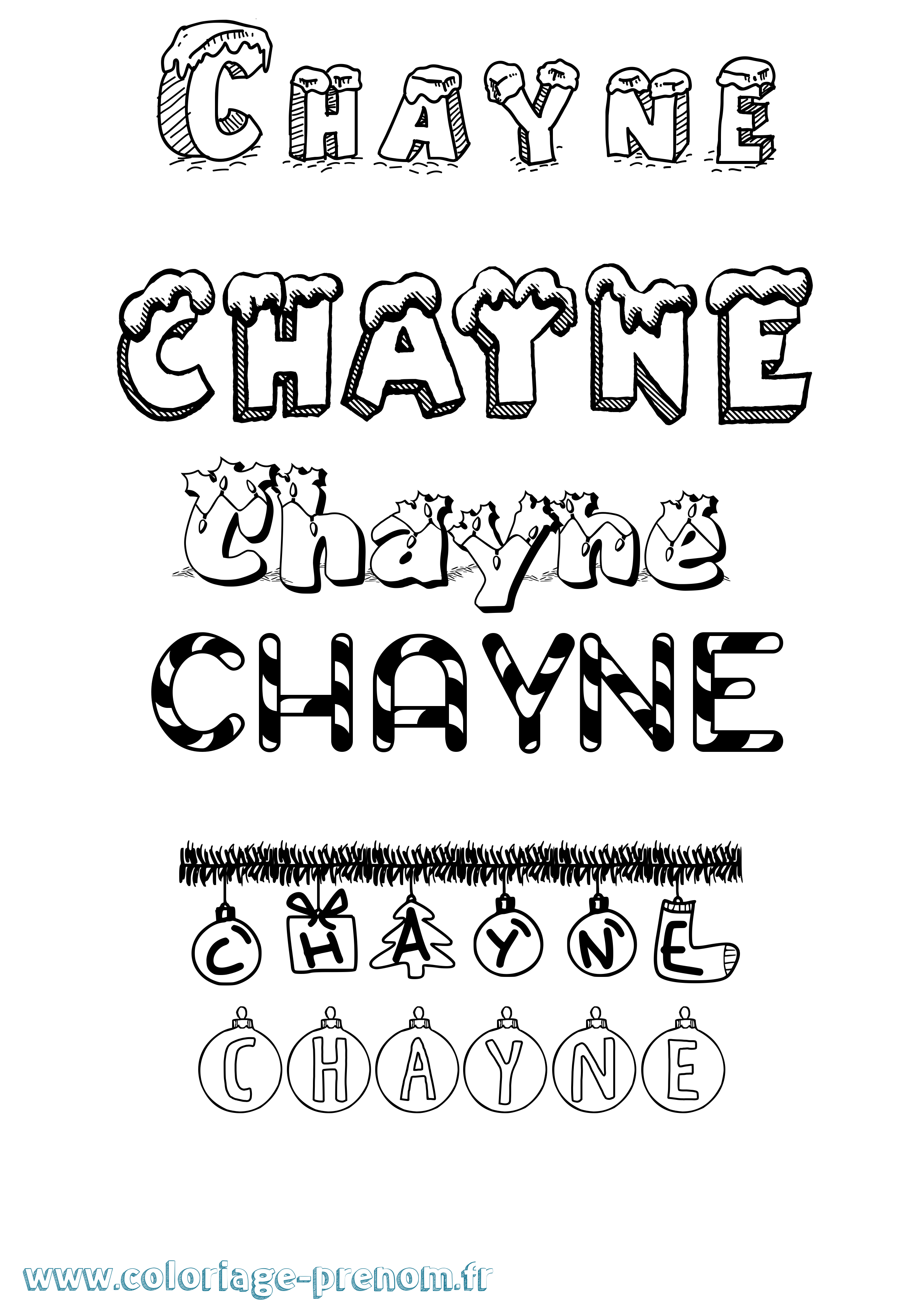 Coloriage Chayne Noël Coloriage prénom Chayne Noël