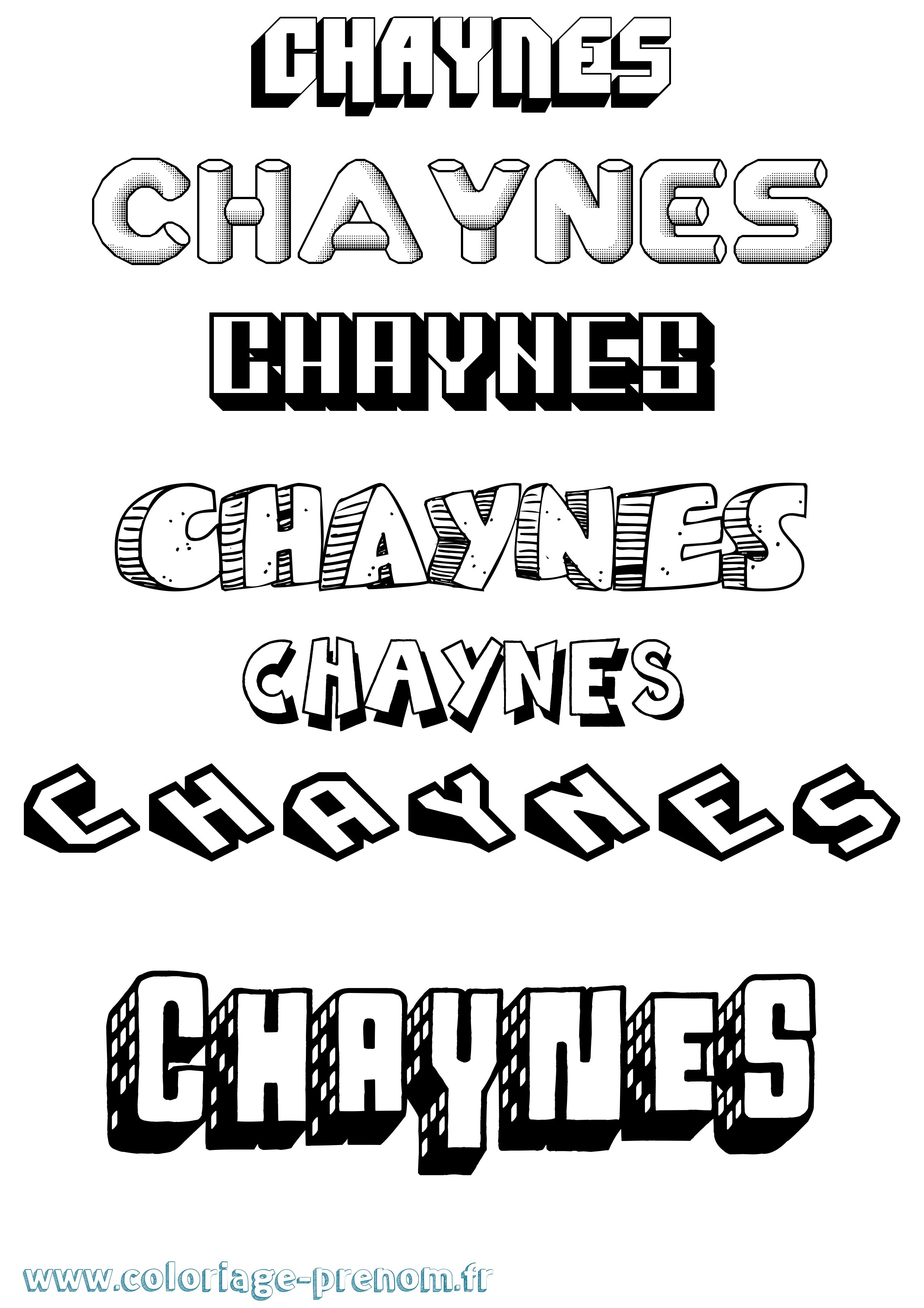 Coloriage Chaynes Effet 3D Coloriage prénom Chaynes Effet 3D