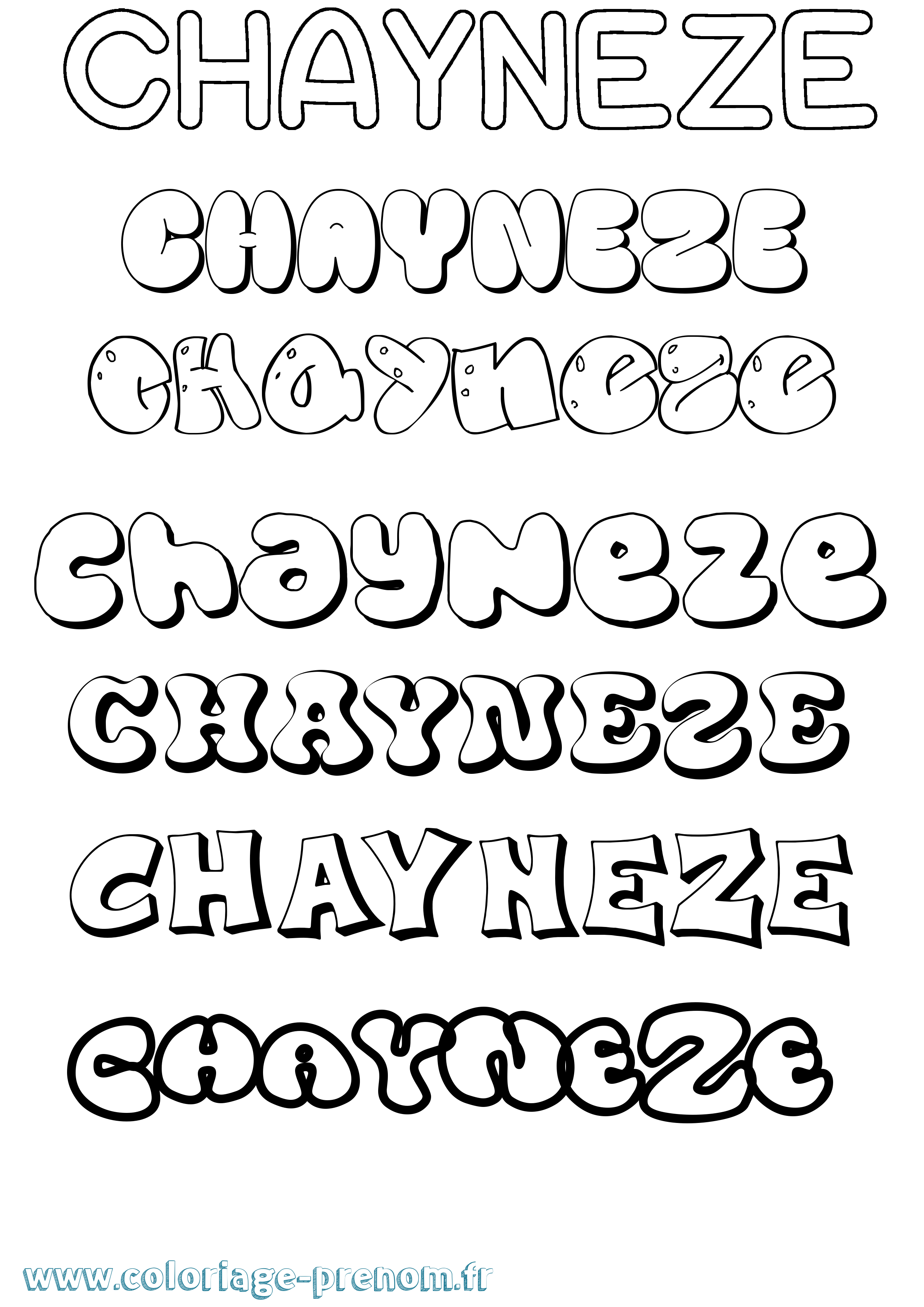 Coloriage Chayneze Bubble Coloriage prénom Chayneze Bubble