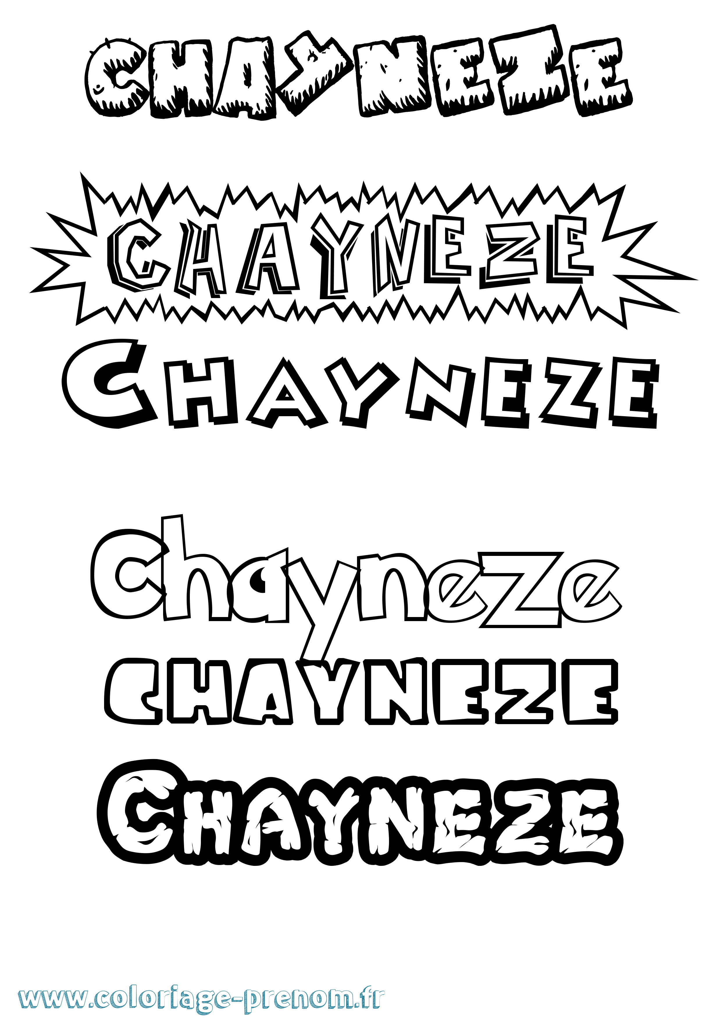 Coloriage Chayneze Dessin Animé Coloriage prénom Chayneze Dessin Animé
