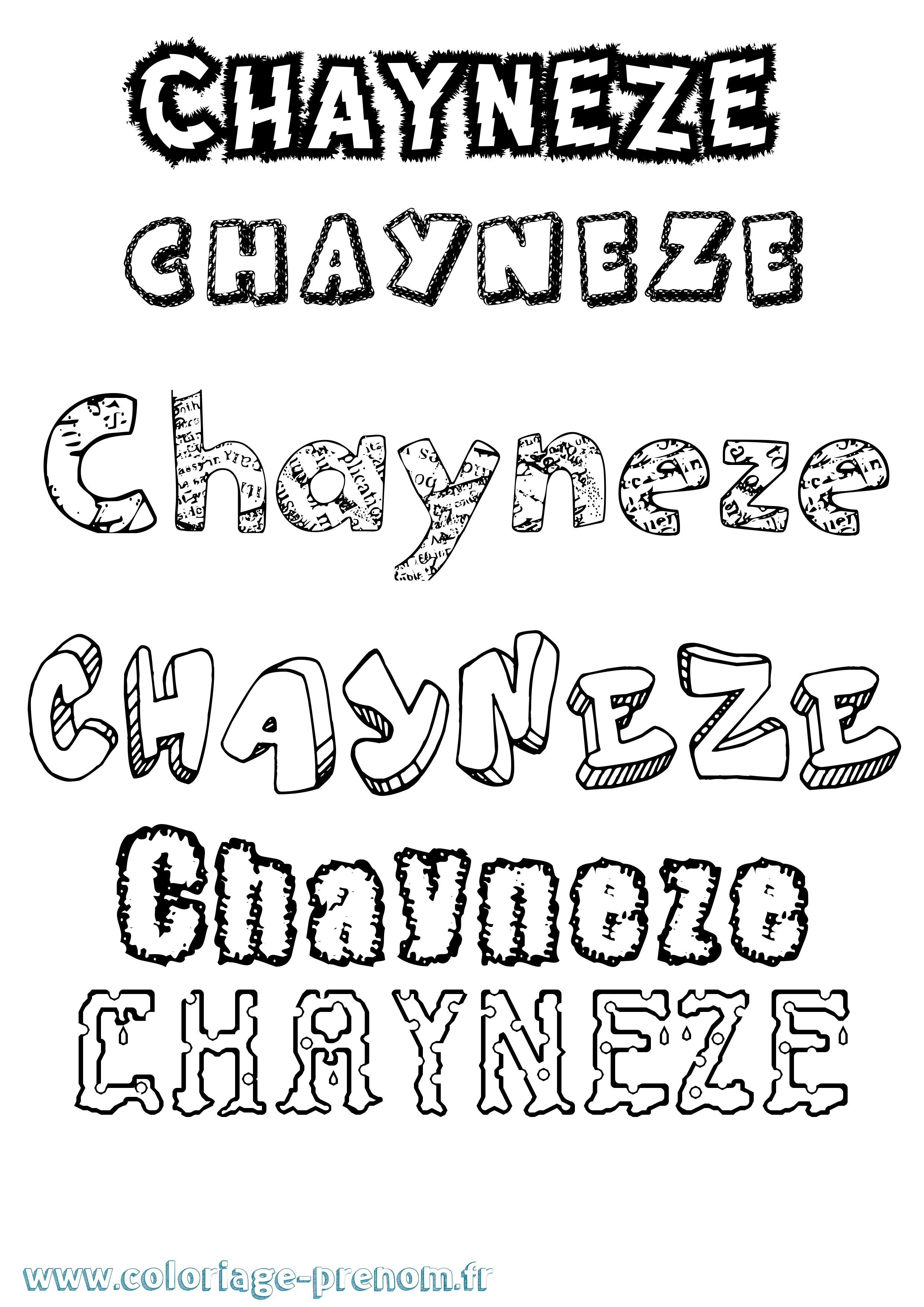 Coloriage Chayneze Destructuré Coloriage prénom Chayneze Destructuré