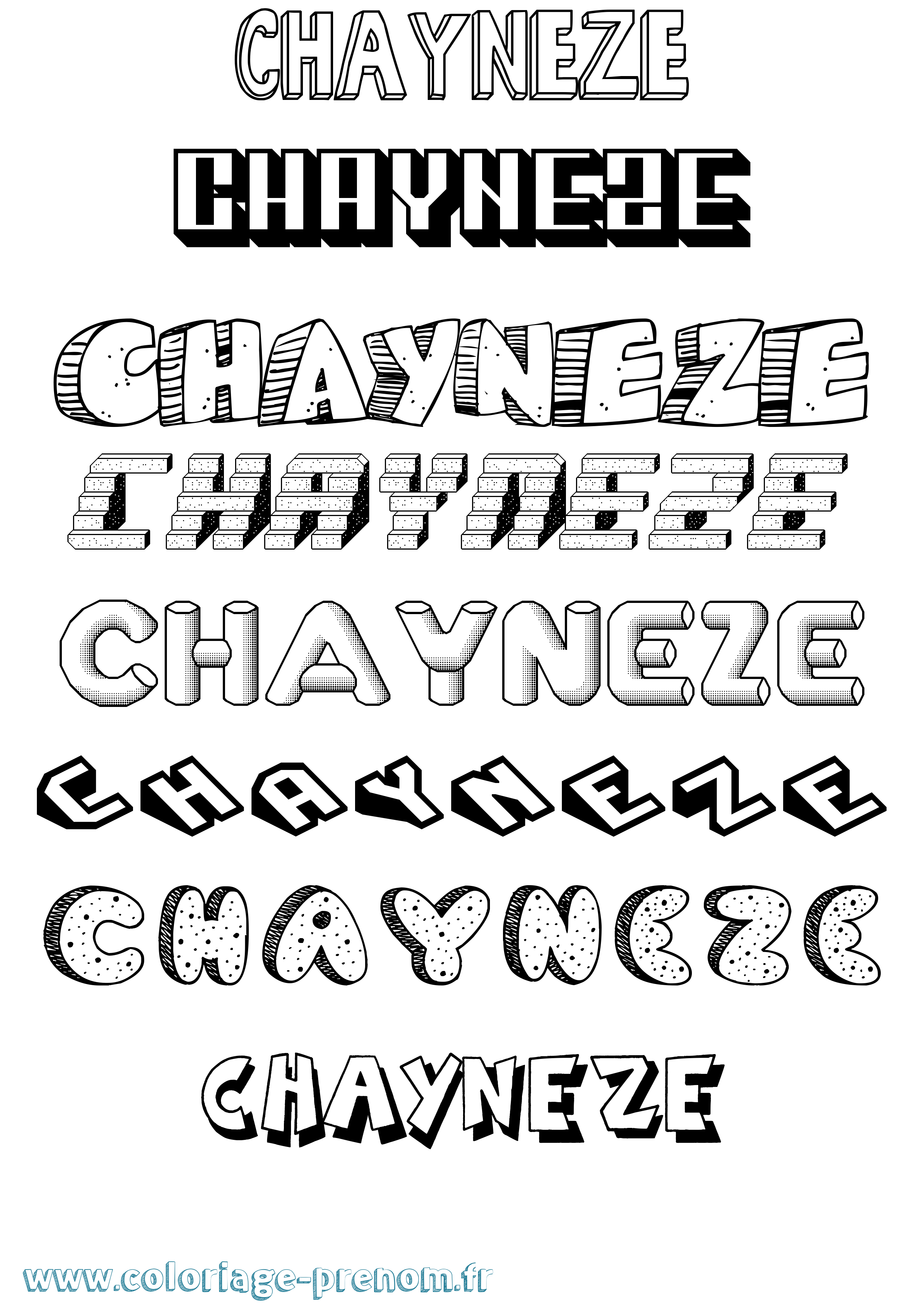 Coloriage Chayneze Effet 3D Coloriage prénom Chayneze Effet 3D
