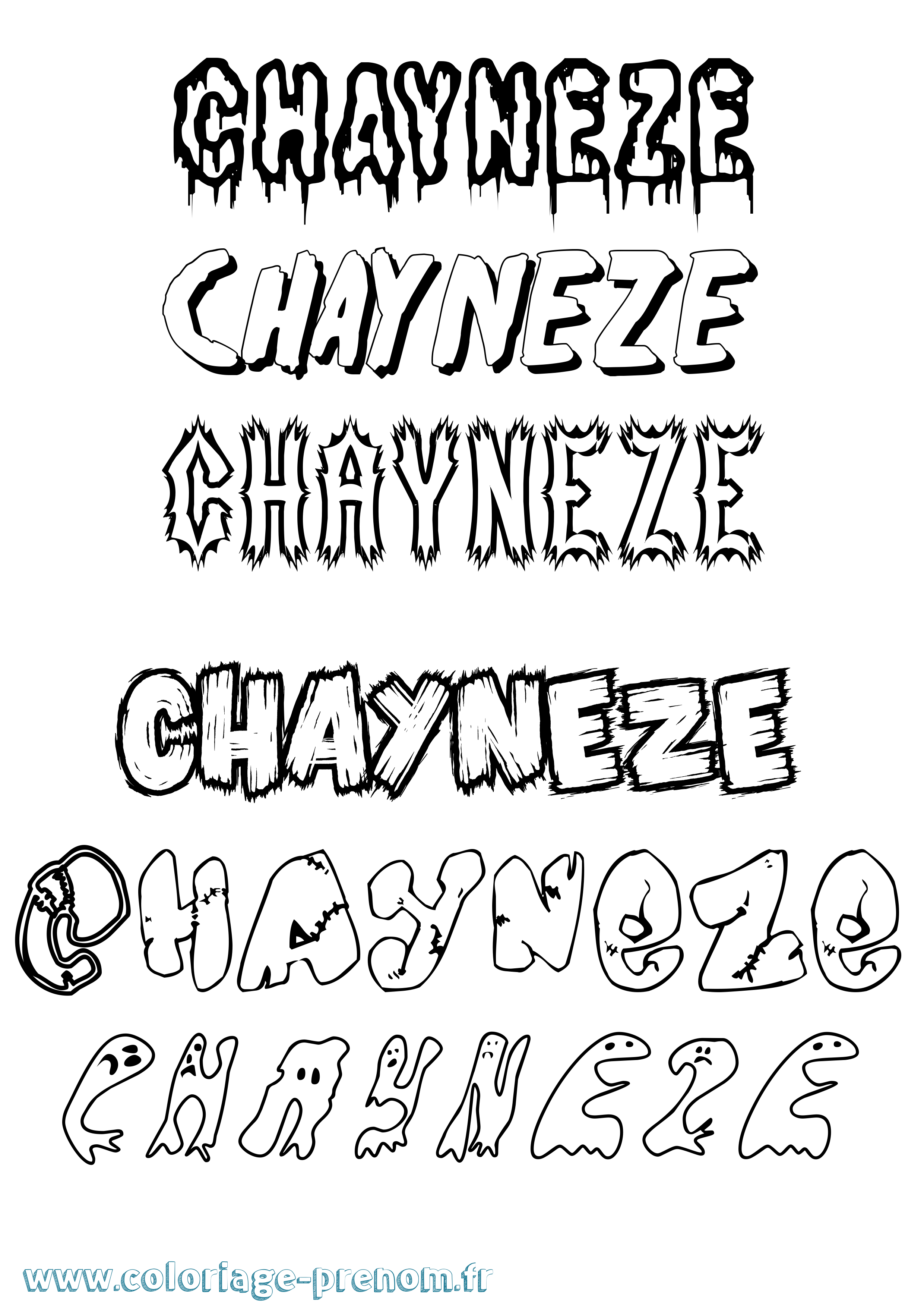 Coloriage Chayneze Frisson Coloriage prénom Chayneze Frisson