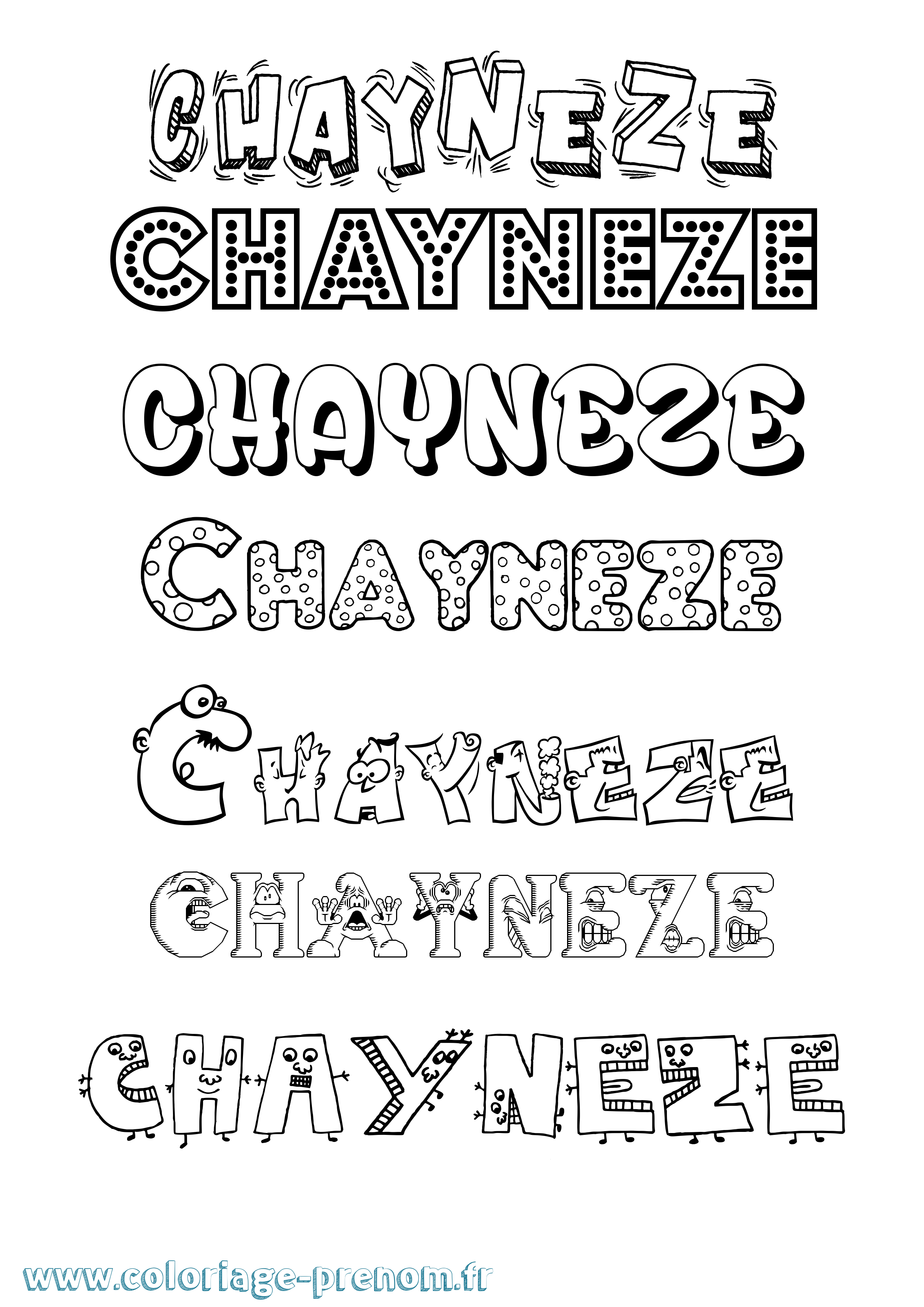 Coloriage Chayneze Fun Coloriage prénom Chayneze Fun