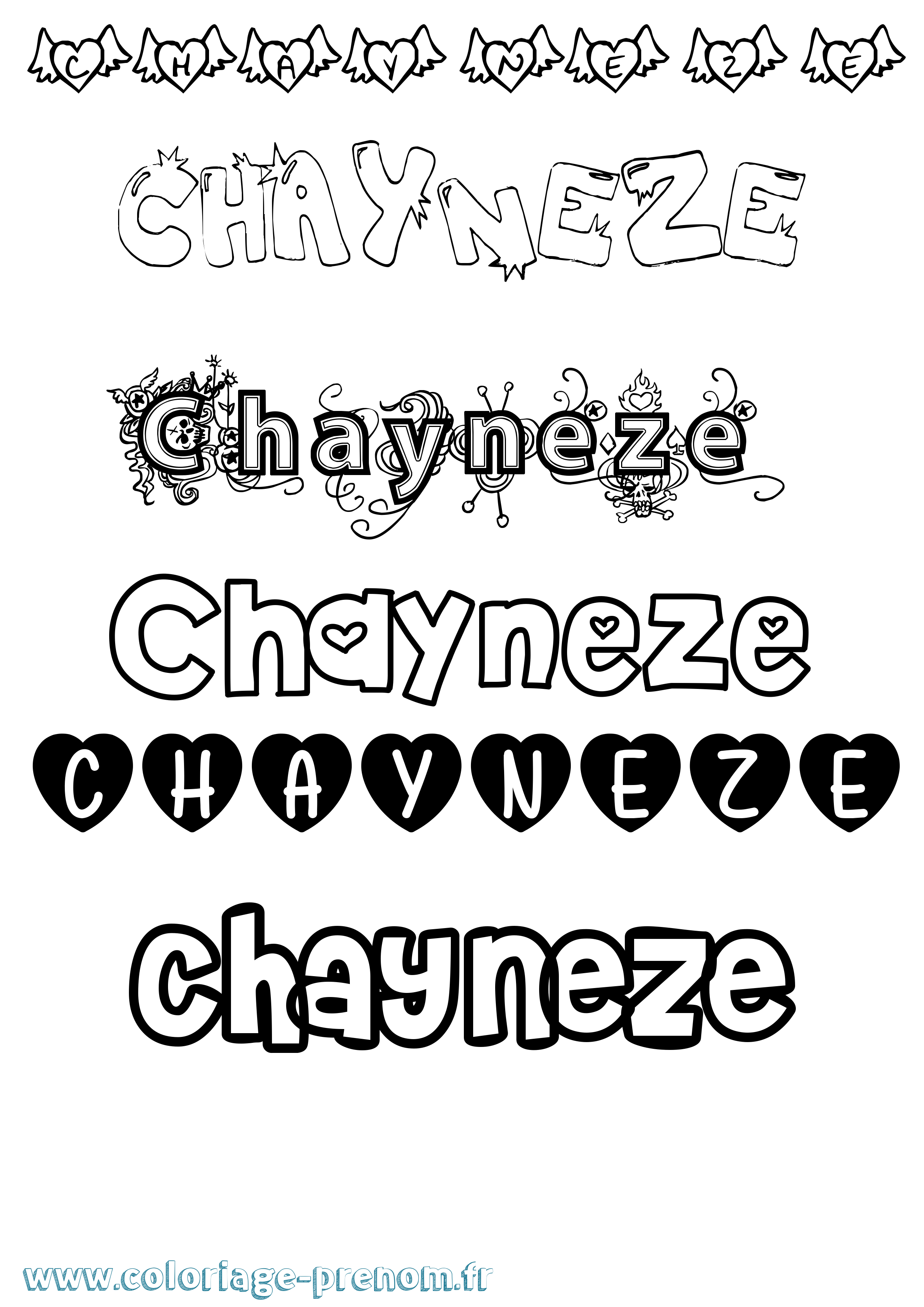 Coloriage Chayneze Girly Coloriage prénom Chayneze Girly