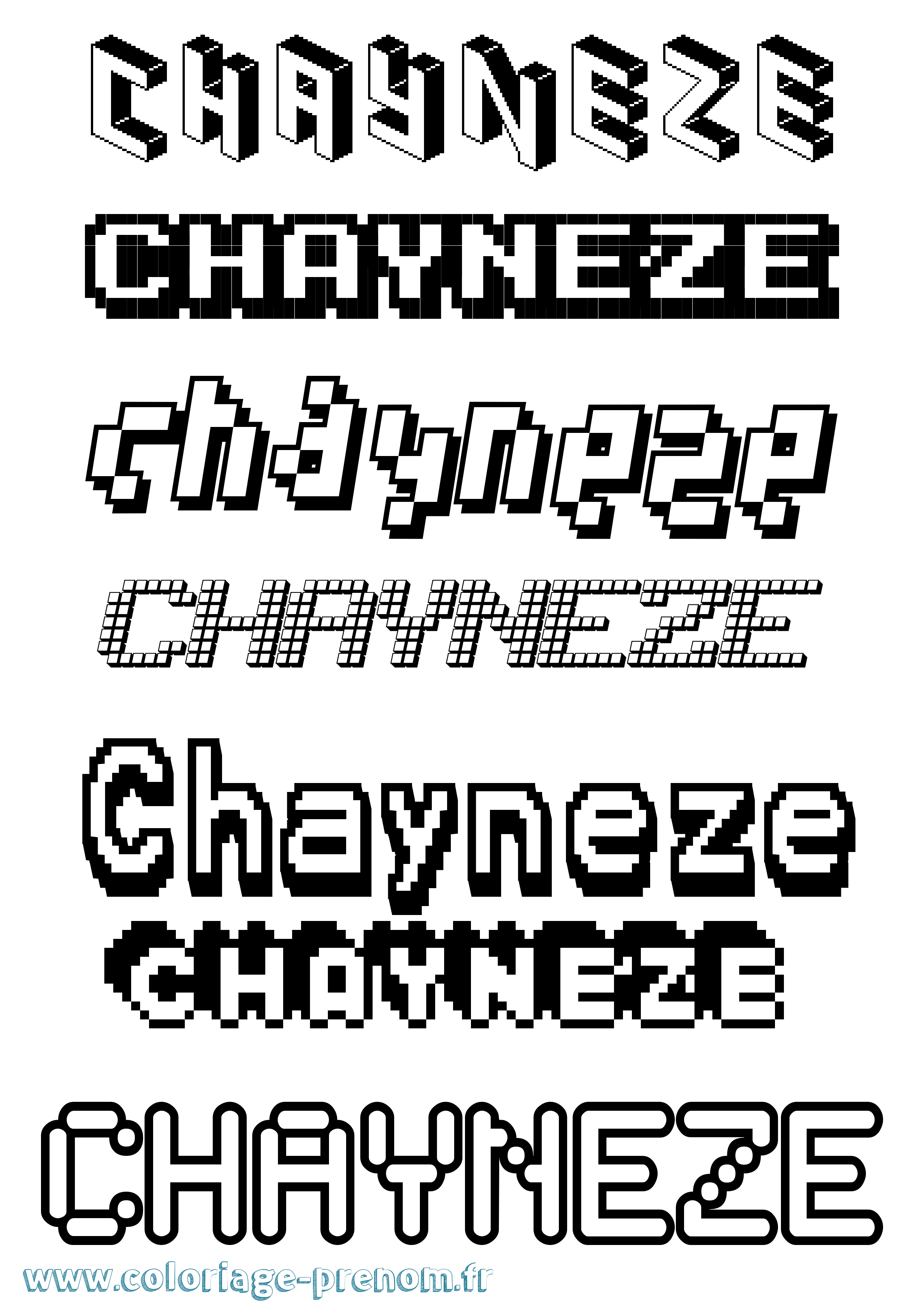 Coloriage Chayneze Pixel Coloriage prénom Chayneze Pixel