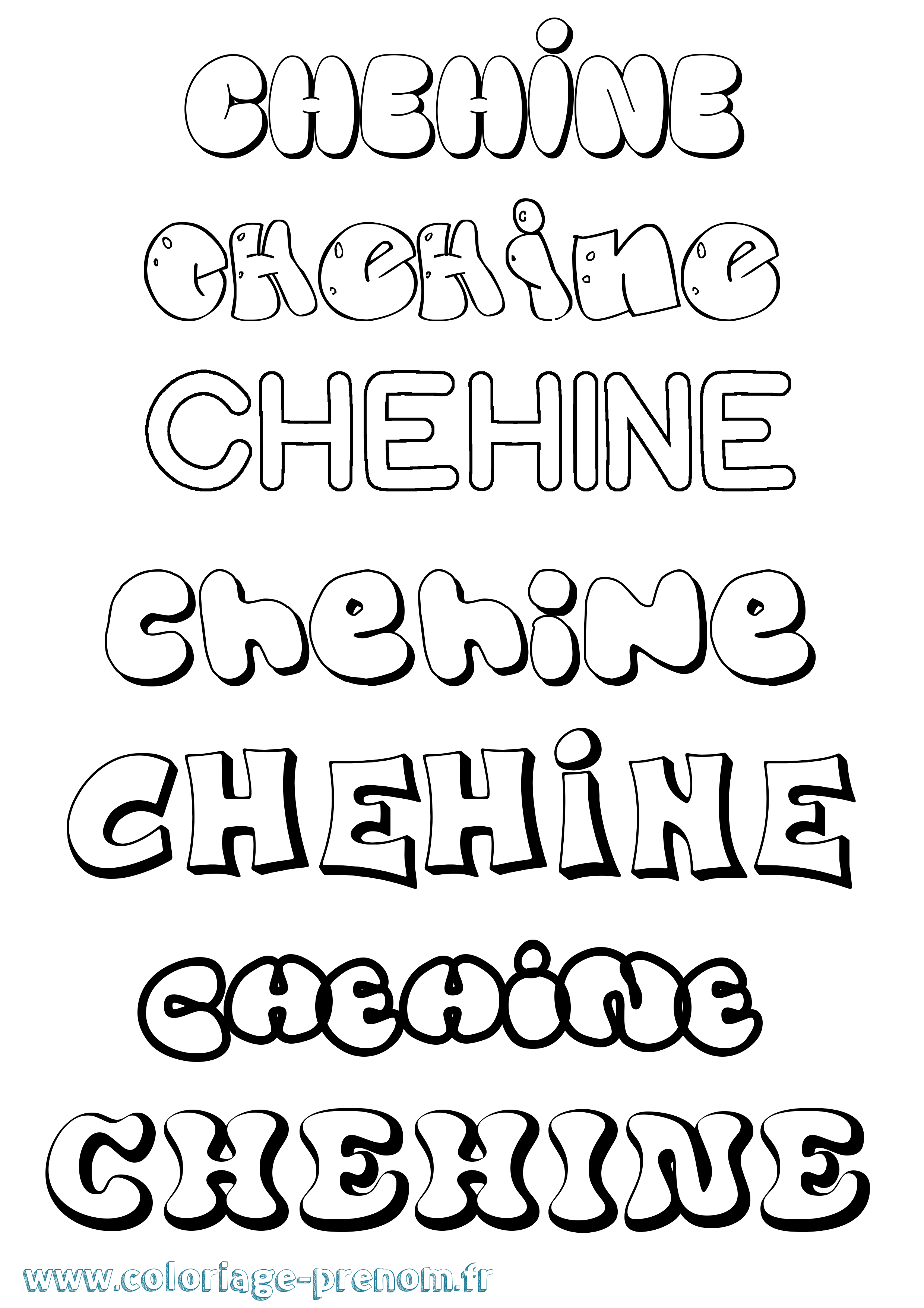 Coloriage Chehine Bubble Coloriage prénom Chehine Bubble