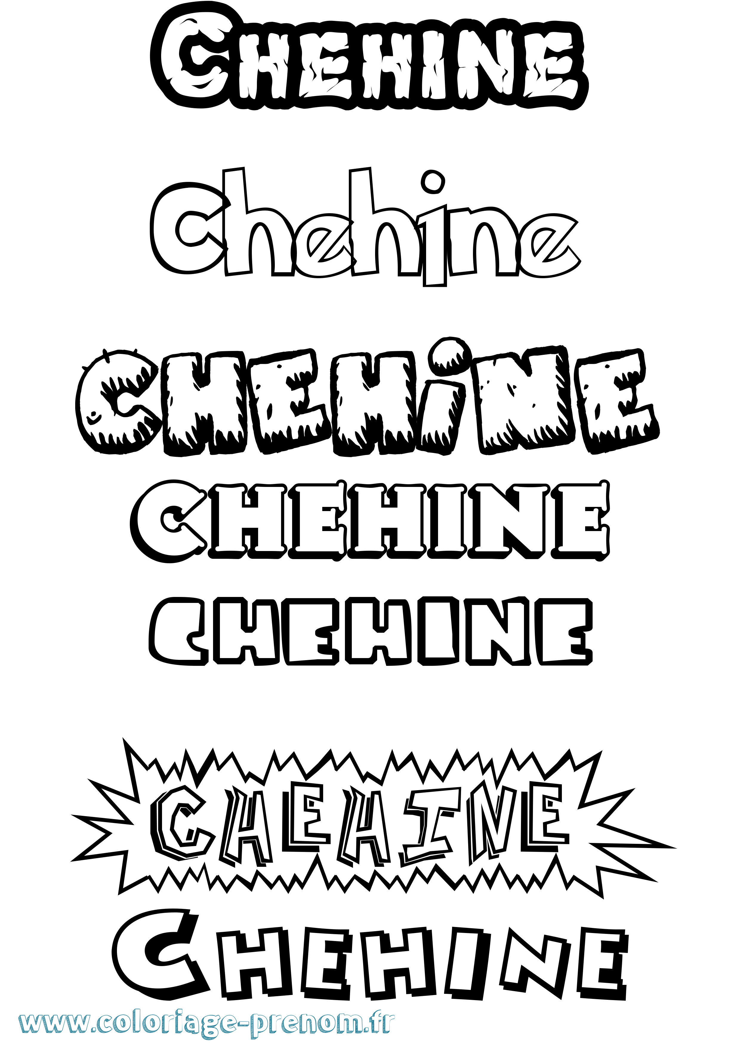 Coloriage Chehine Dessin Animé Coloriage prénom Chehine Dessin Animé