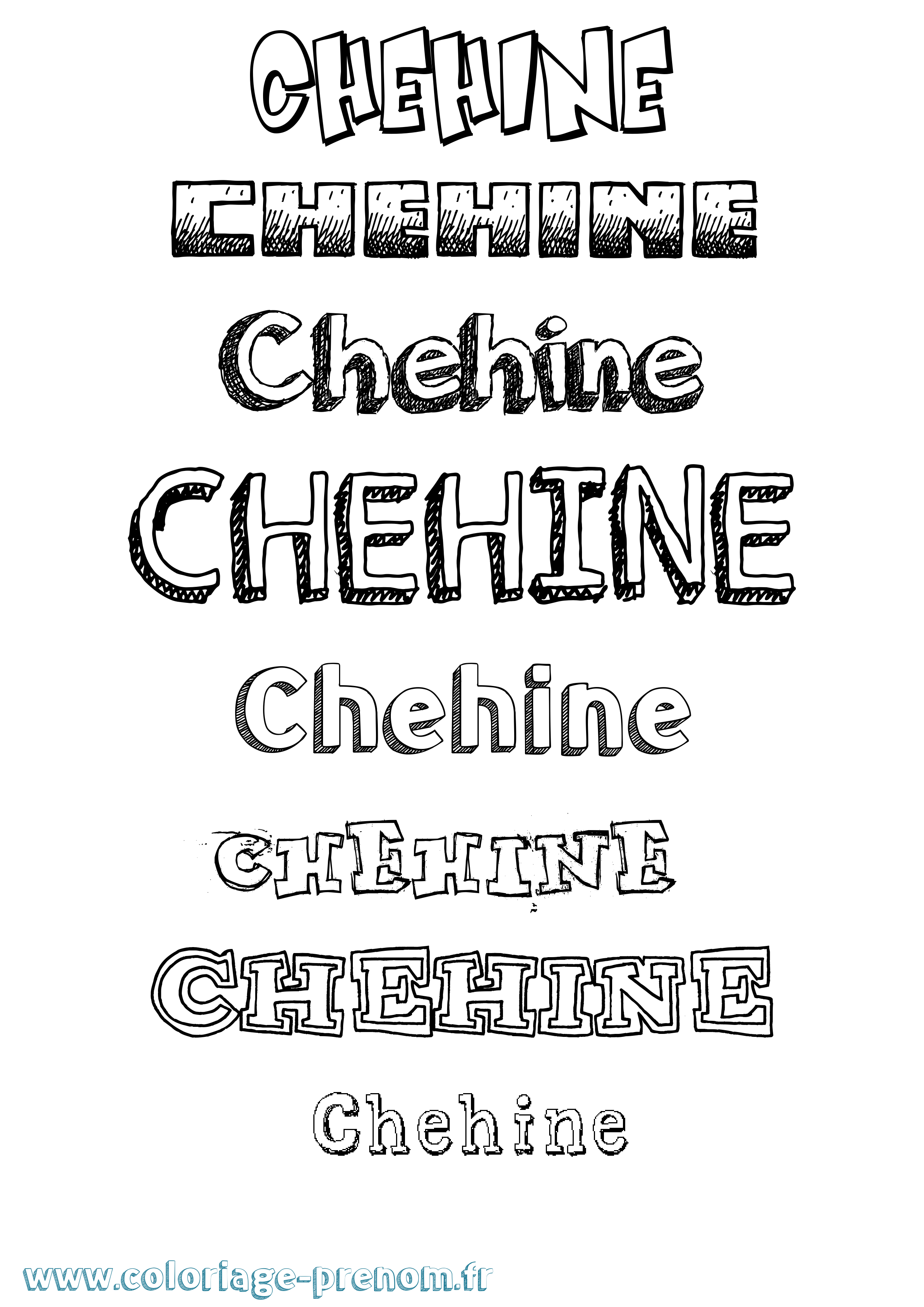 Coloriage Chehine Dessiné Coloriage prénom Chehine Dessiné