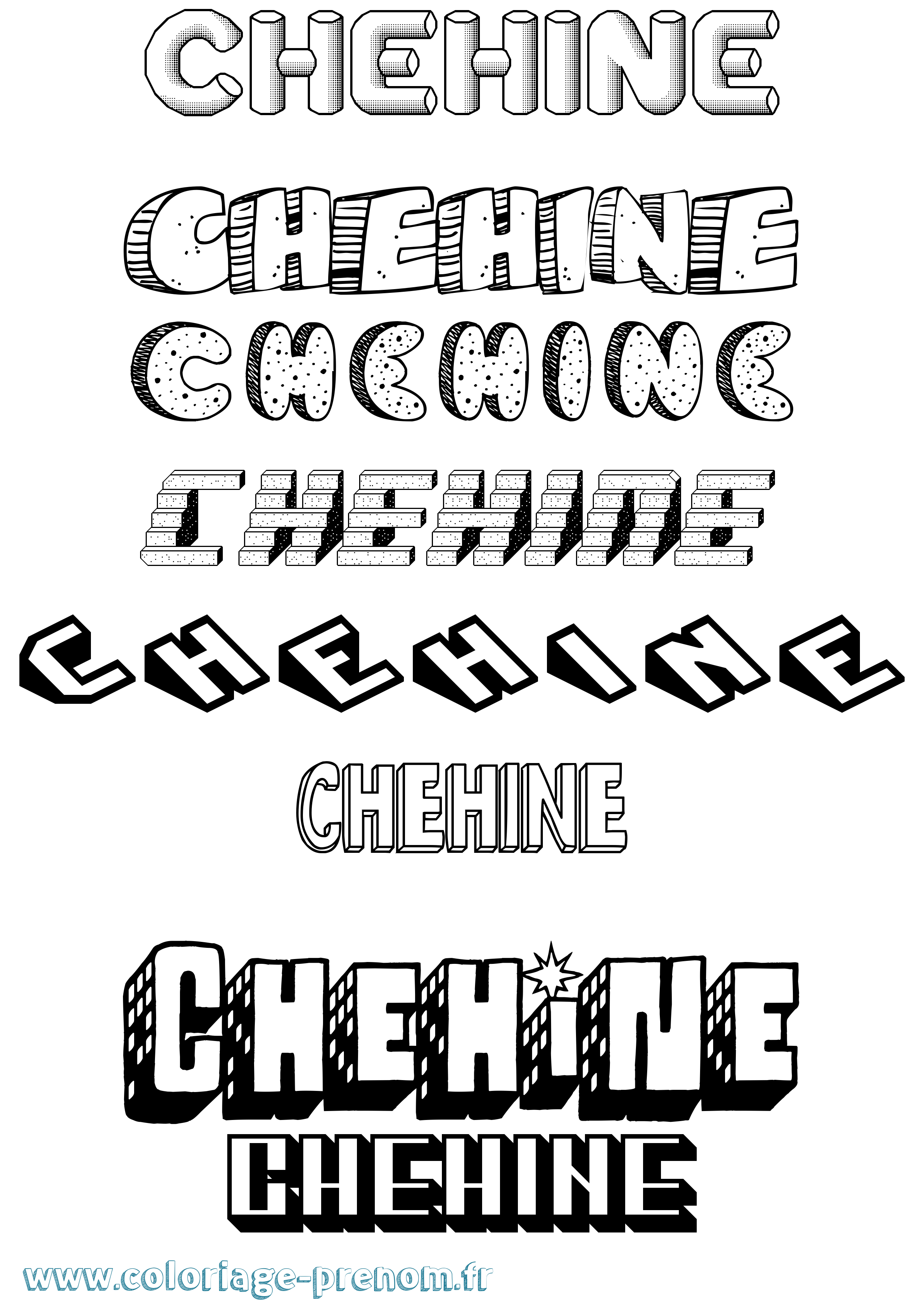 Coloriage Chehine Effet 3D Coloriage prénom Chehine Effet 3D