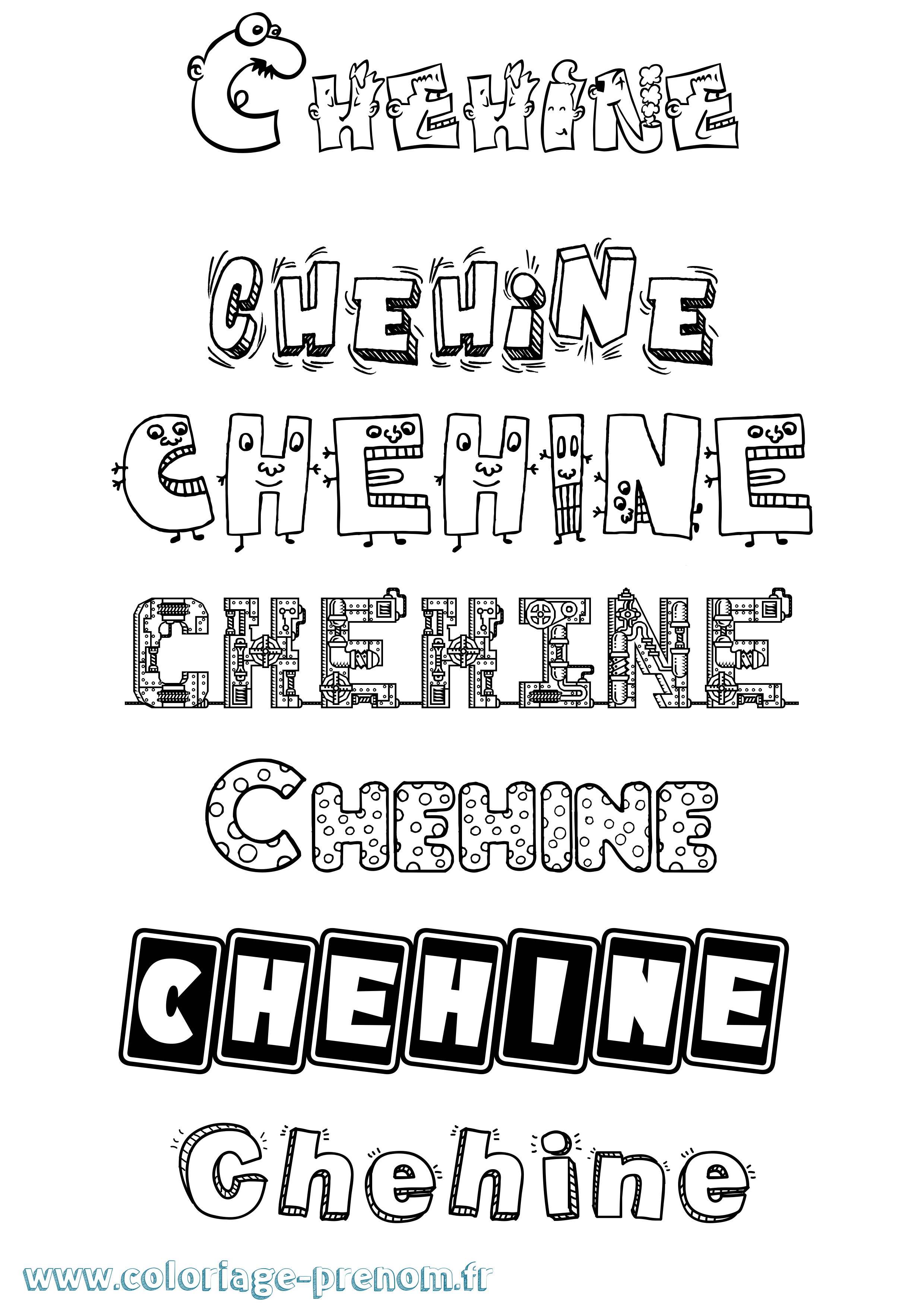 Coloriage Chehine Fun Coloriage prénom Chehine Fun