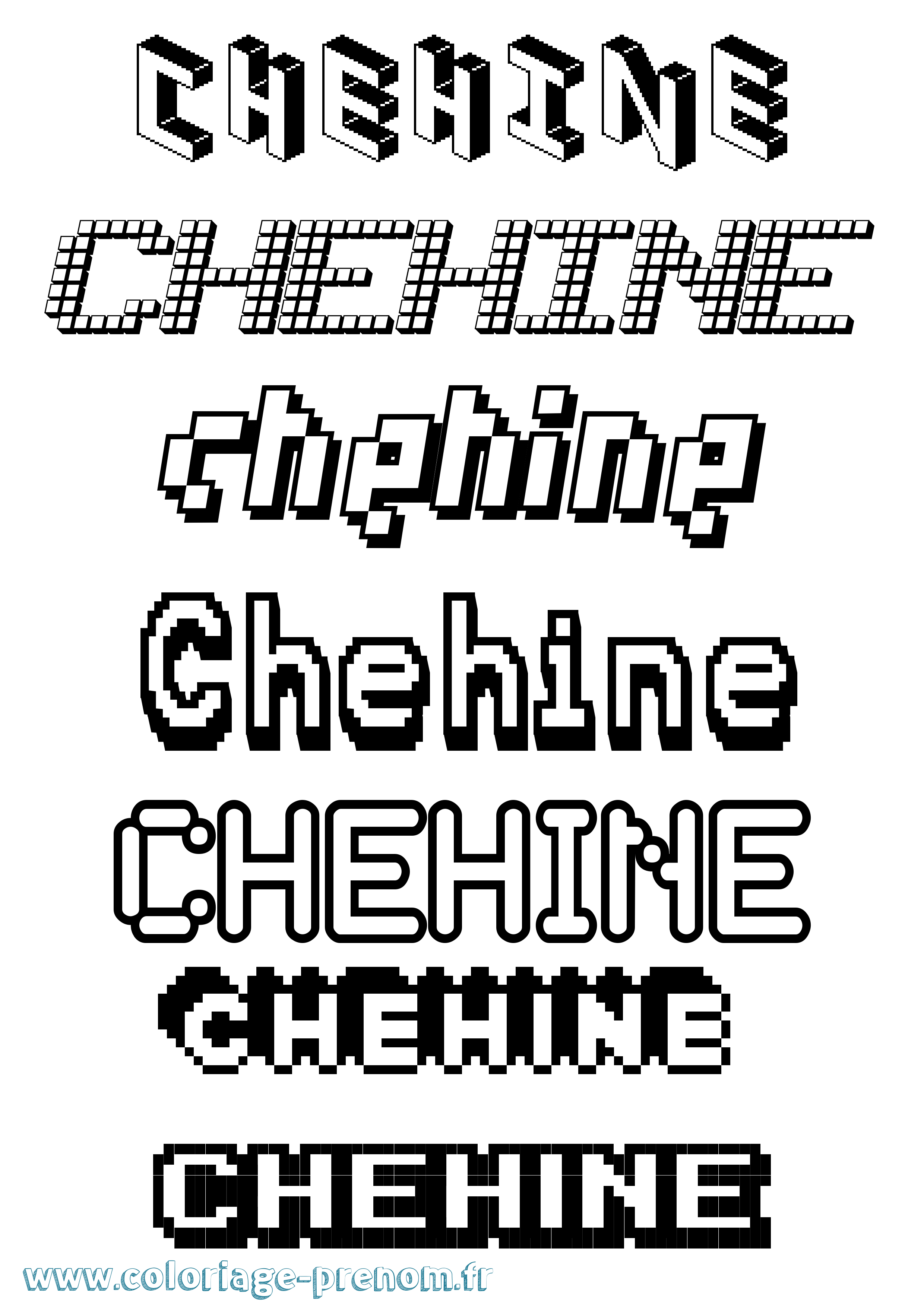 Coloriage Chehine Pixel Coloriage prénom Chehine Pixel