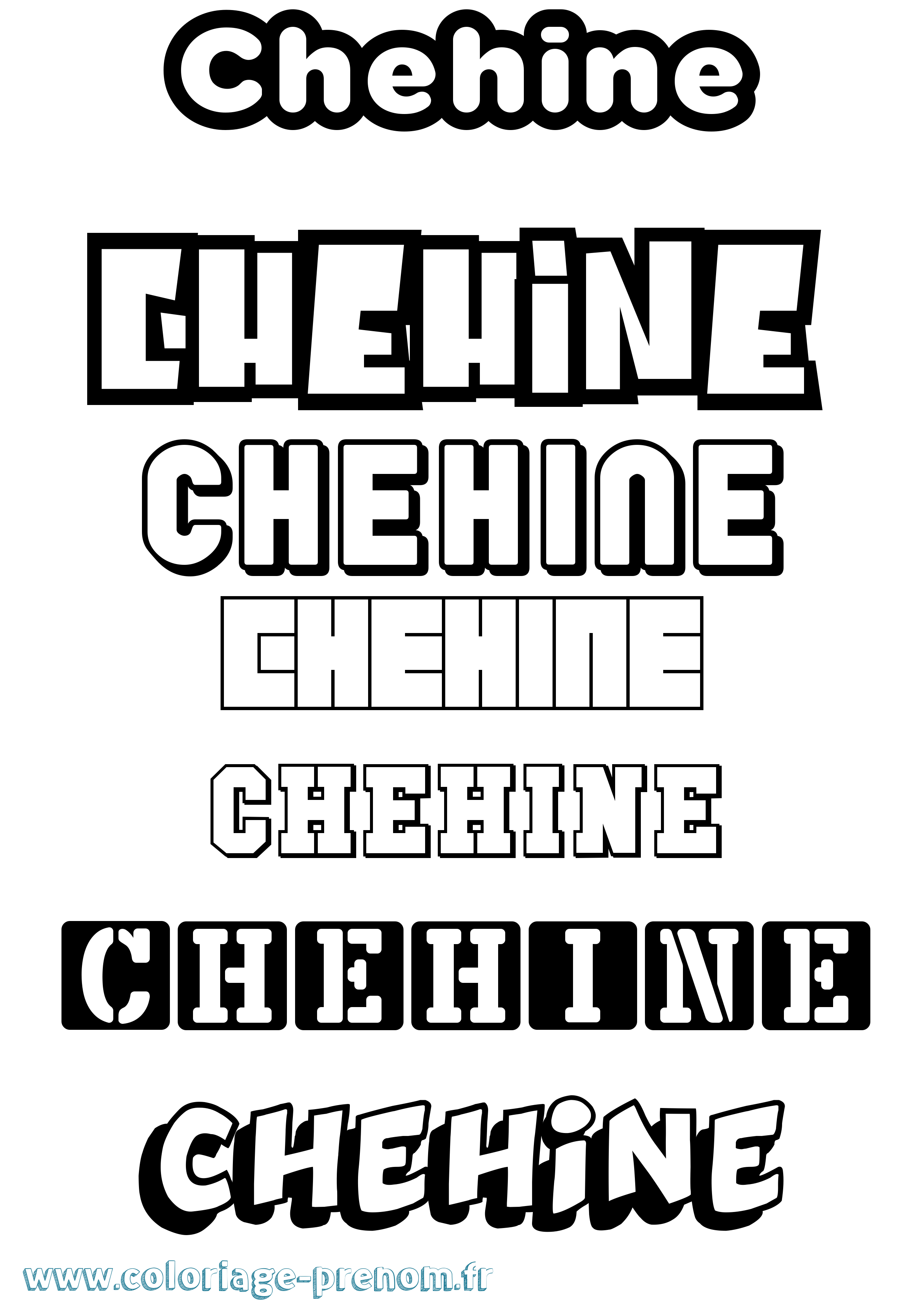 Coloriage Chehine Simple Coloriage prénom Chehine Simple