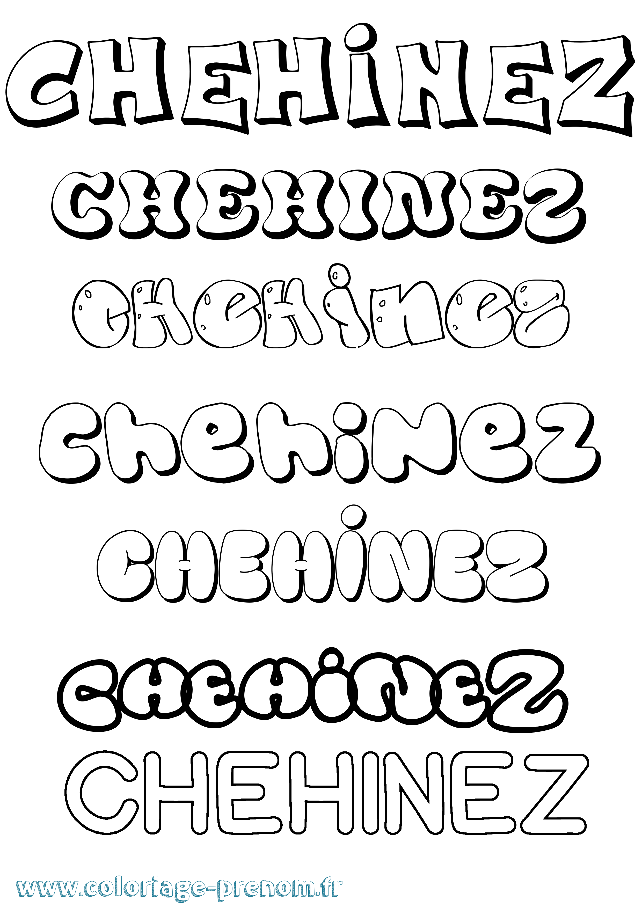 Coloriage Chehinez Bubble Coloriage prénom Chehinez Bubble