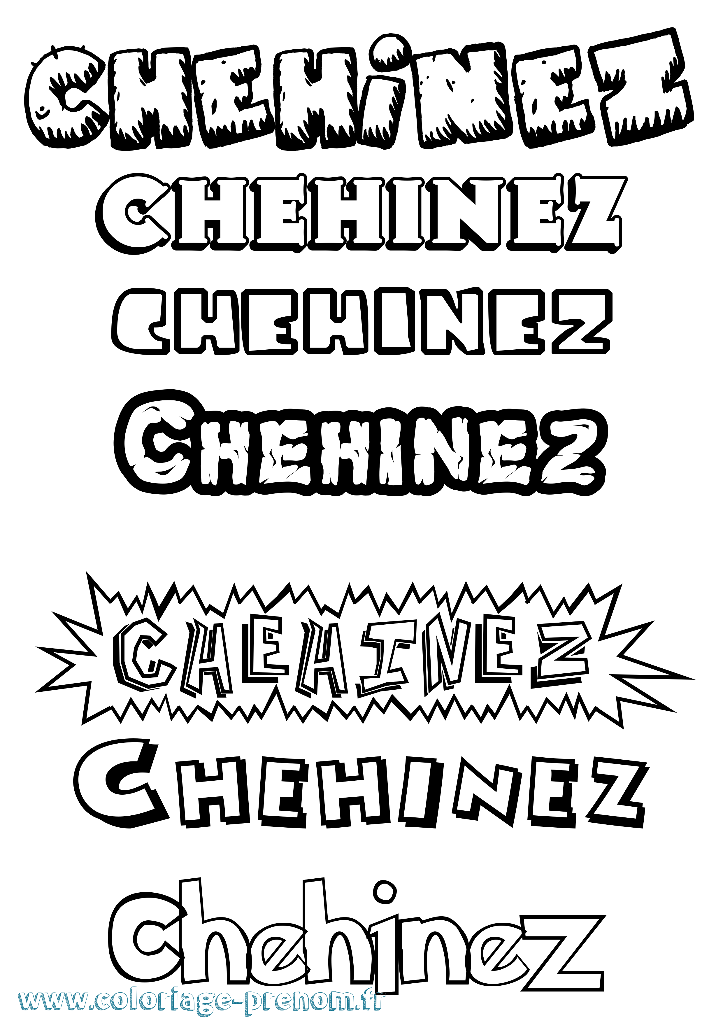 Coloriage Chehinez Dessin Animé Coloriage prénom Chehinez Dessin Animé
